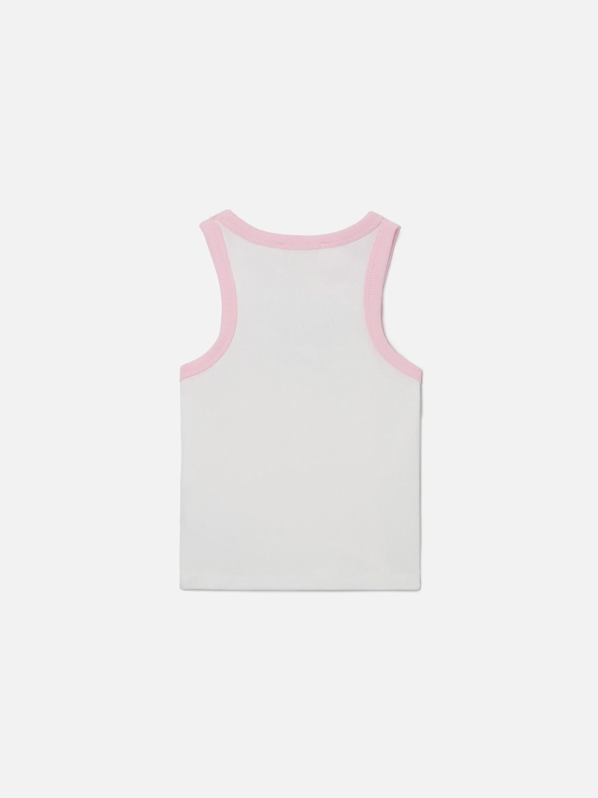 Blue Jr Tank-Top in white with embroidered logo and pink trims - Image 3