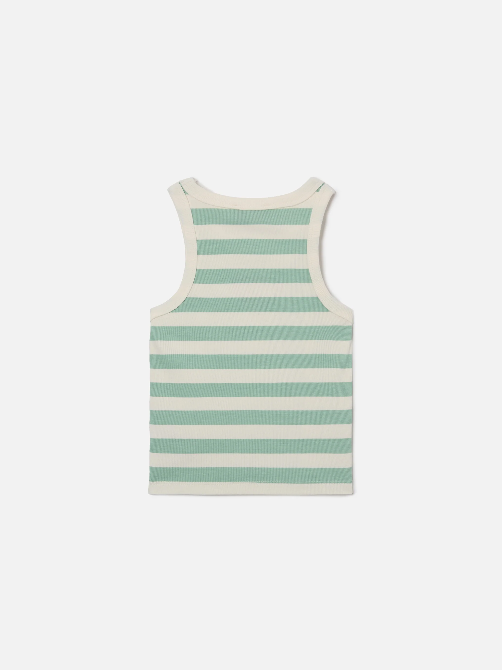 Blue Jr Tank-Top with green and white stripes and embroidered logo - Image 3