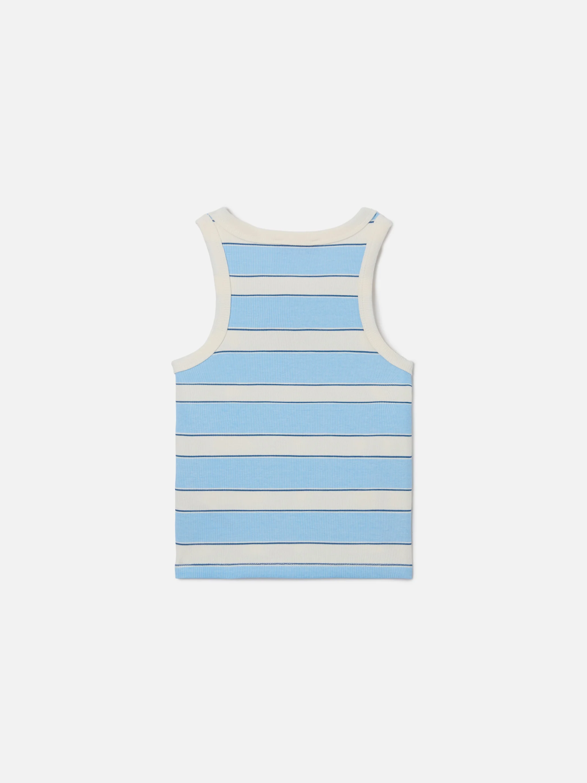 Blue Jr Tank-Top with light blue and cream stripes and embroidered logo - Image 3