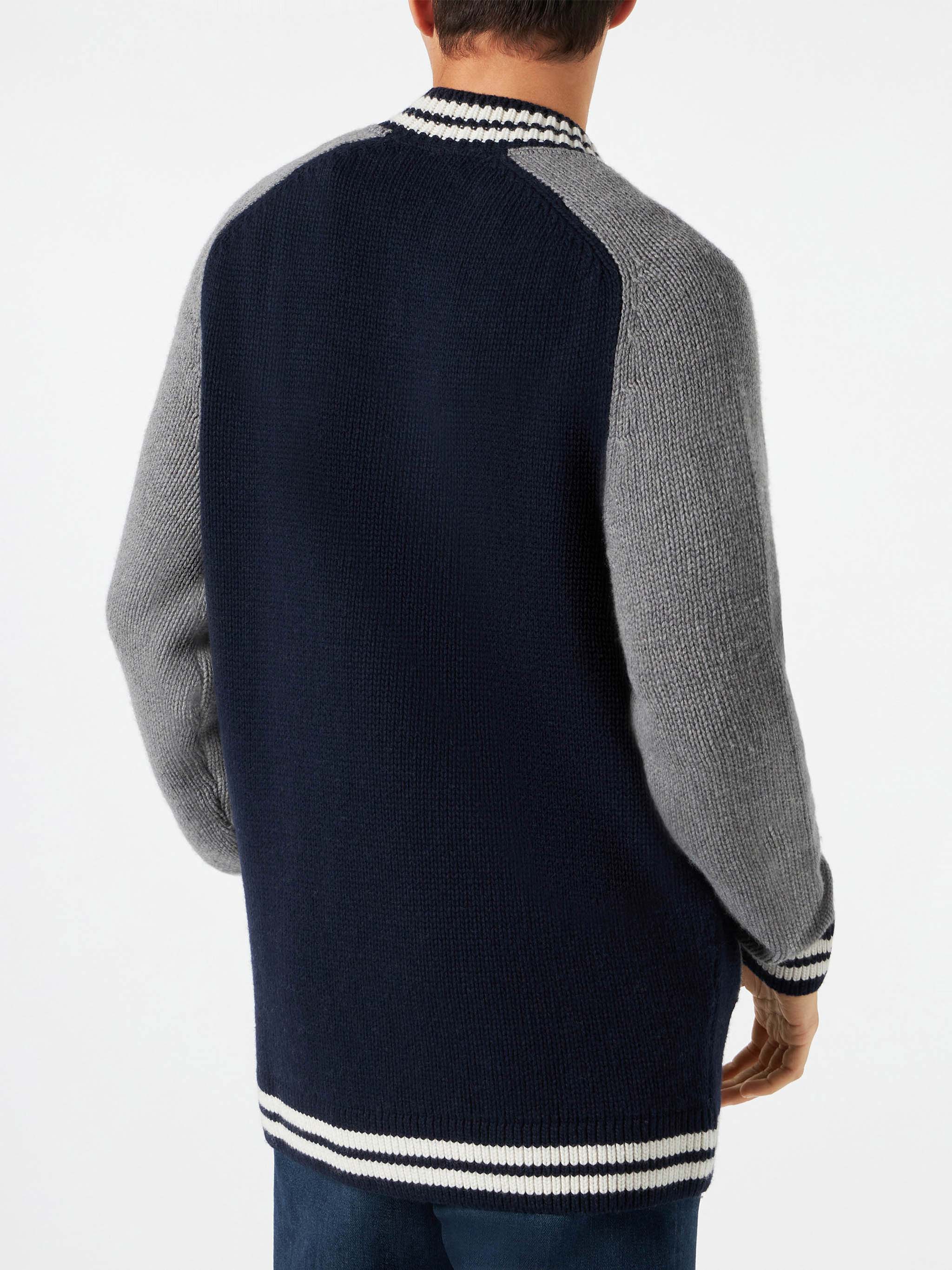 Blue knit bomber college style - Image 4