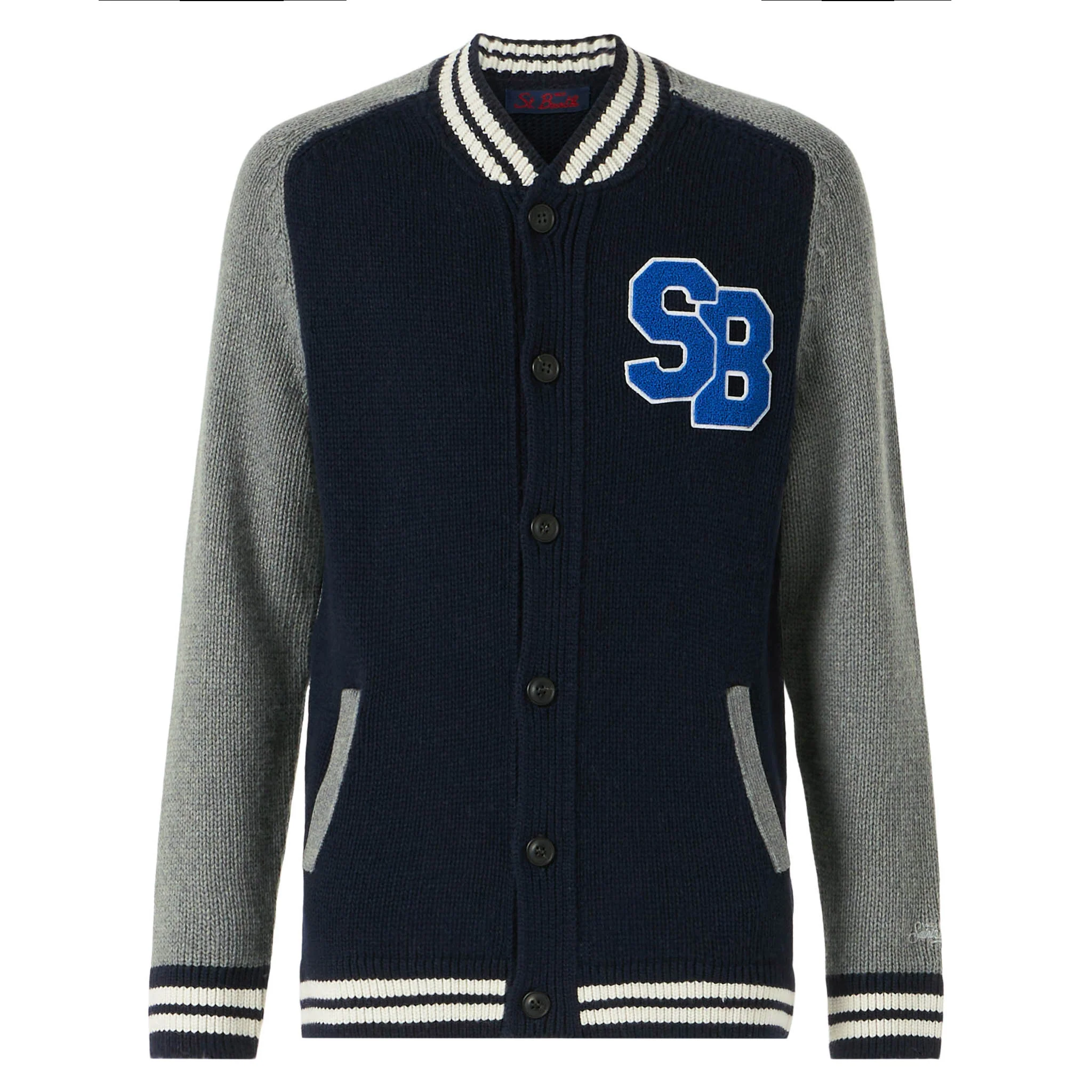 Blue knit bomber college style - Image 5