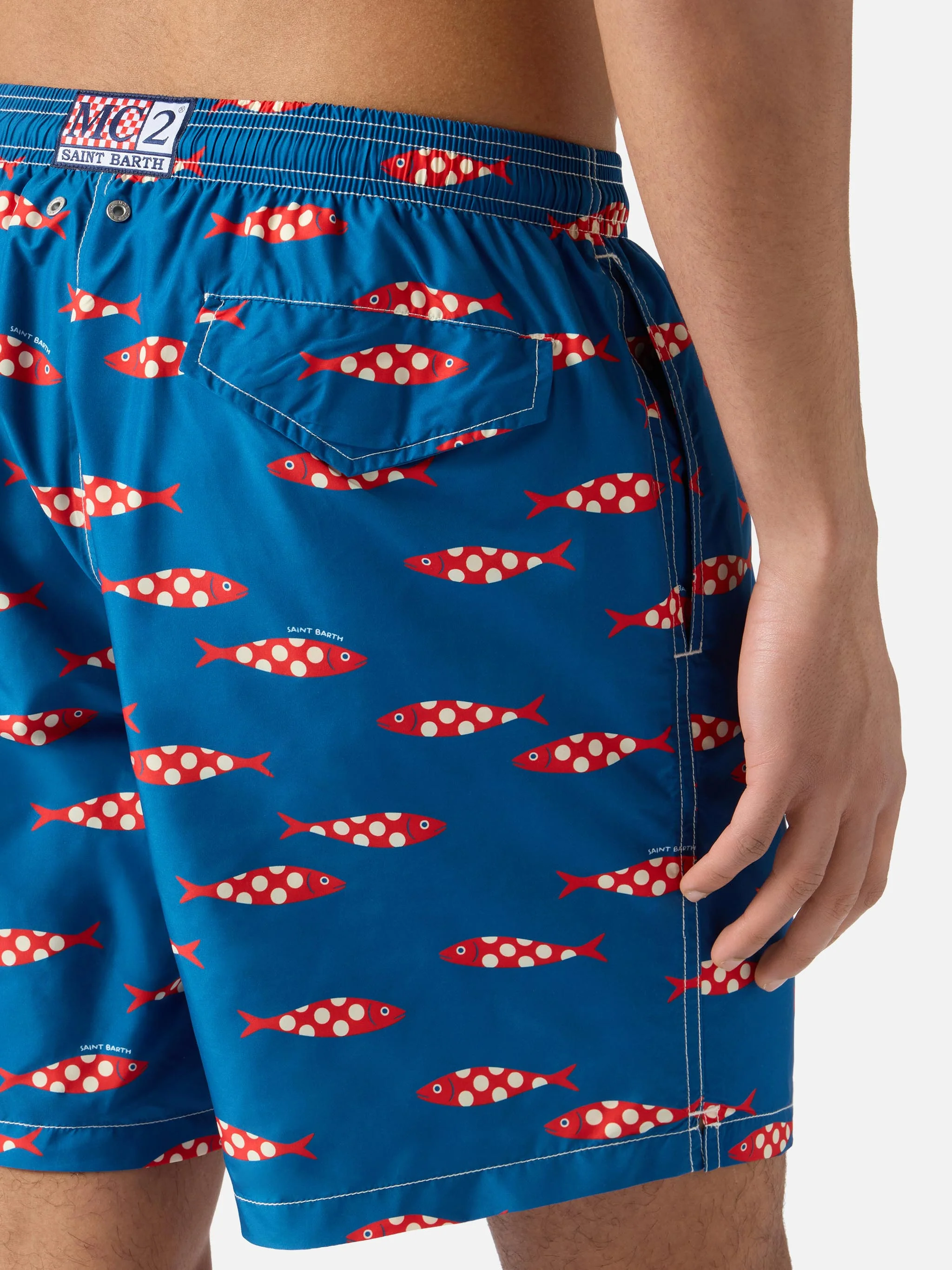 Blue Lighting swim shorts with all-over sardines print - Image 6