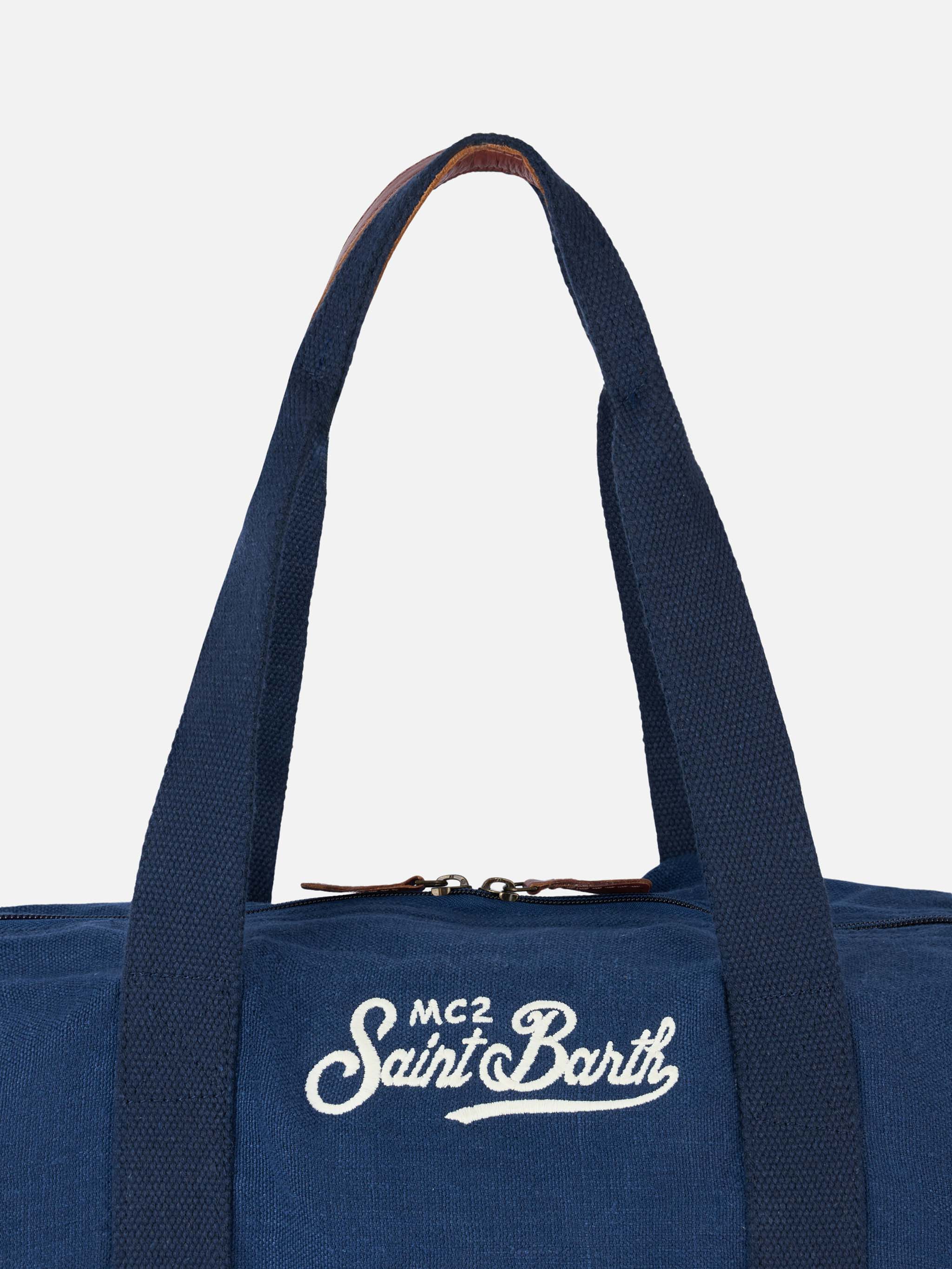Blue linen travel duffle bag Jetleg - Image 3