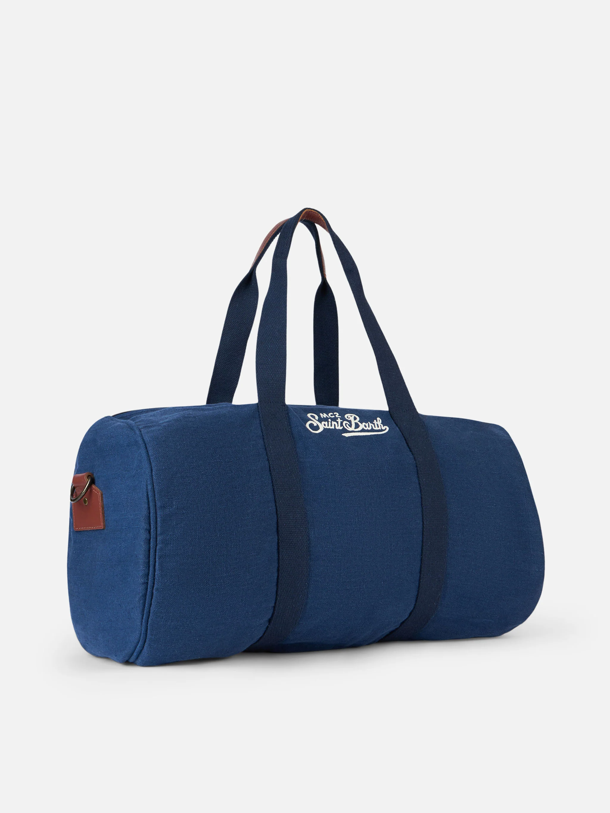 Blue linen travel duffle bag Jetleg - Image 4