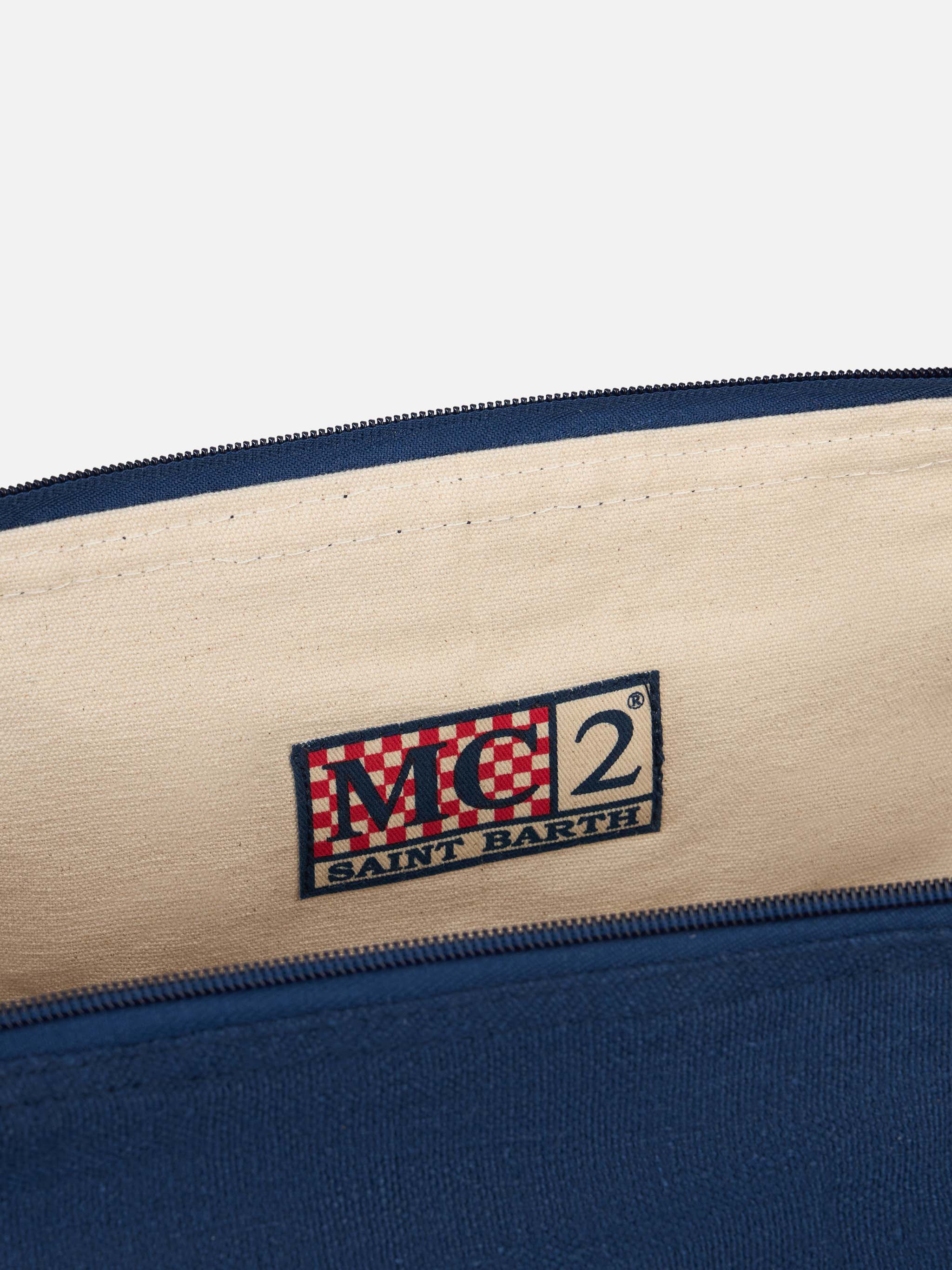 Blue linen travel duffle bag Jetleg - Image 5