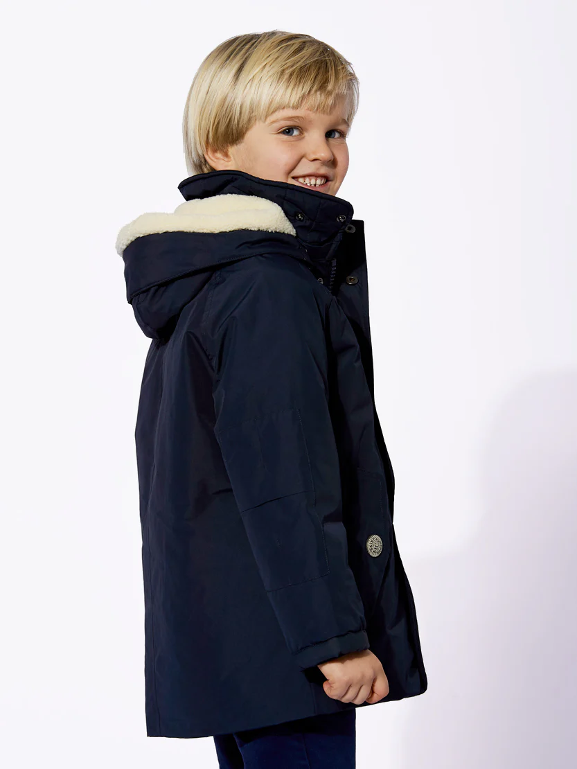 Boy hooded blue parka jacket Voyager Jr - Image 3