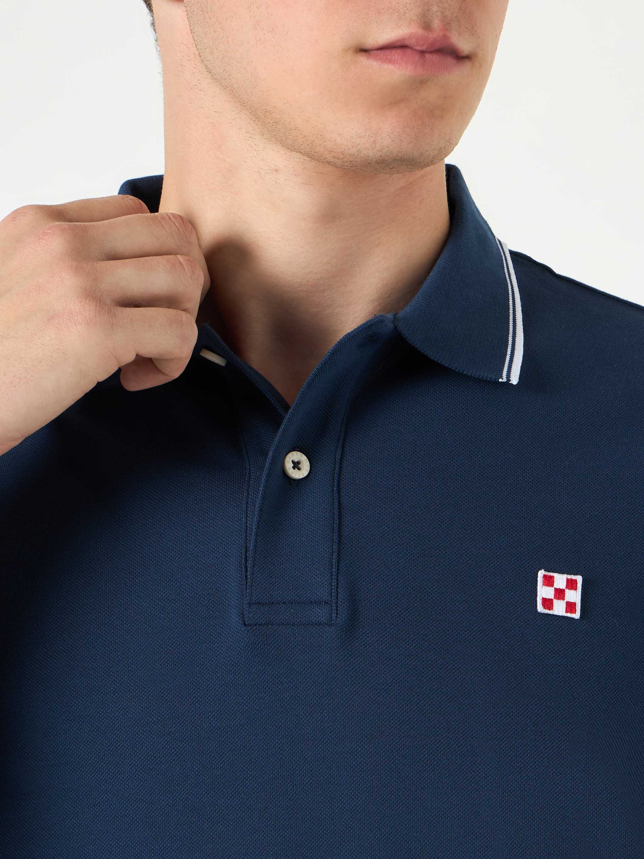 Blue navy piquet polo with St. Barth logo - Image 2