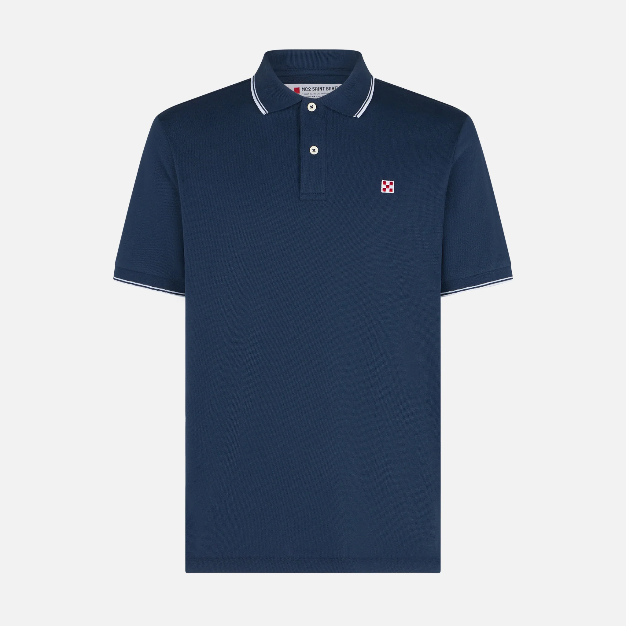 Blue navy piquet polo with St. Barth logo - Image 4