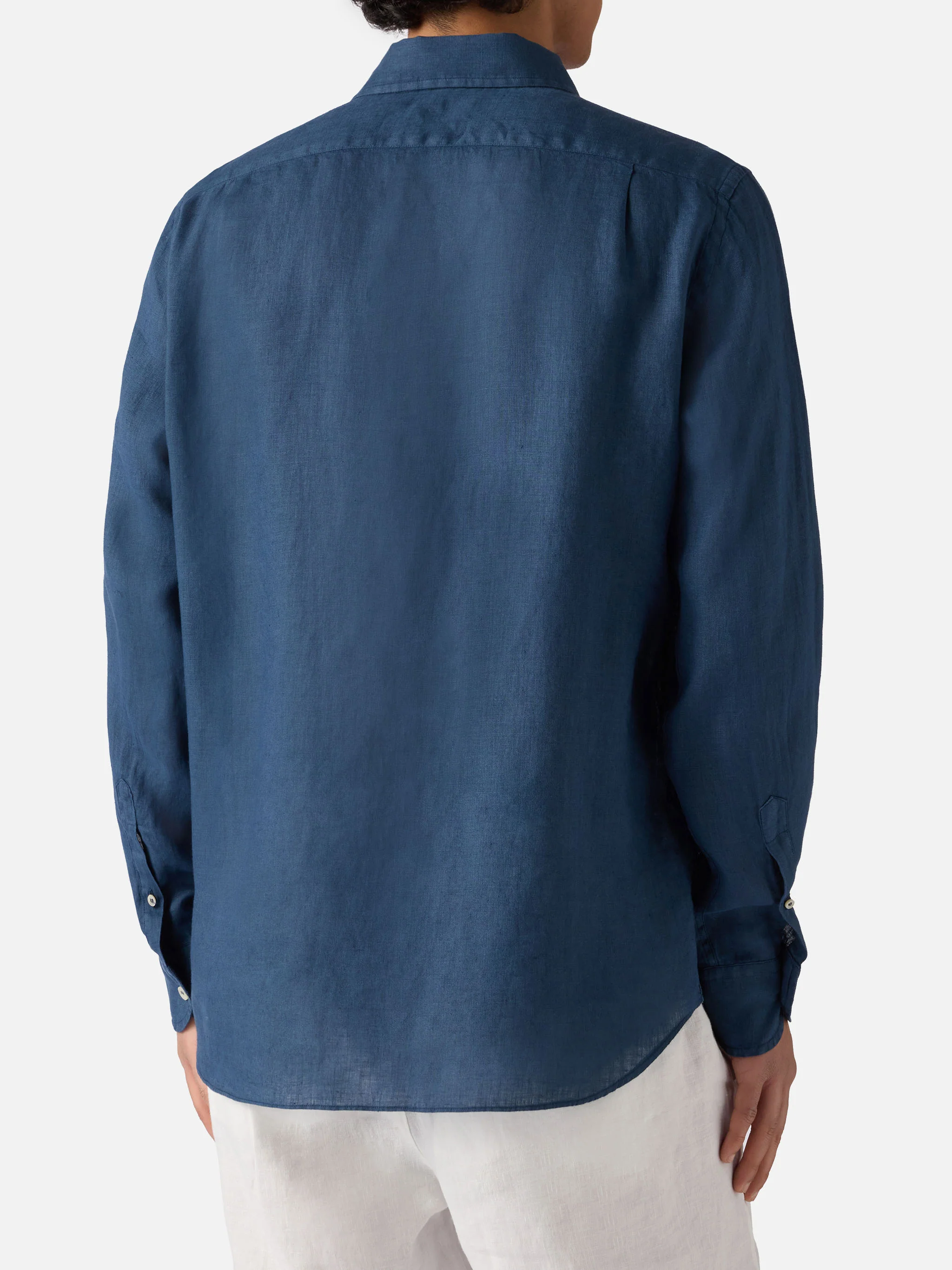 Blue navy Raphael shirt in pure linen - Image 3