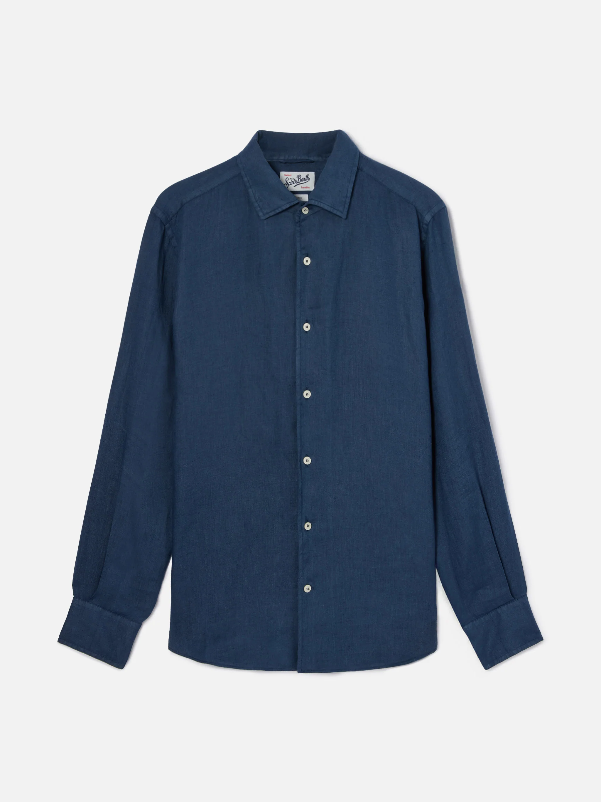 Blue navy Raphael shirt in pure linen - Image 4