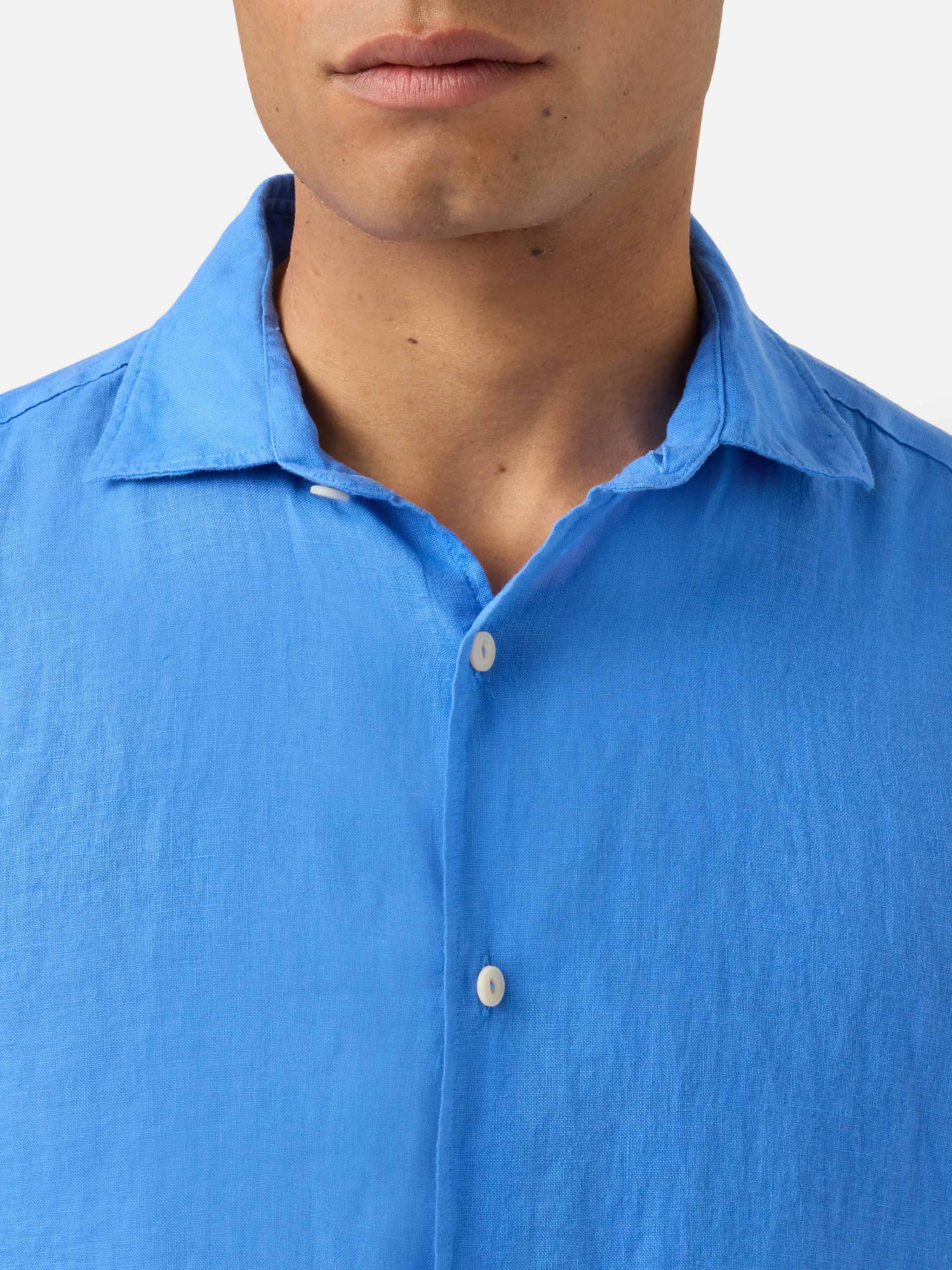 Blue Pamplona shirt in pure linen - Image 2
