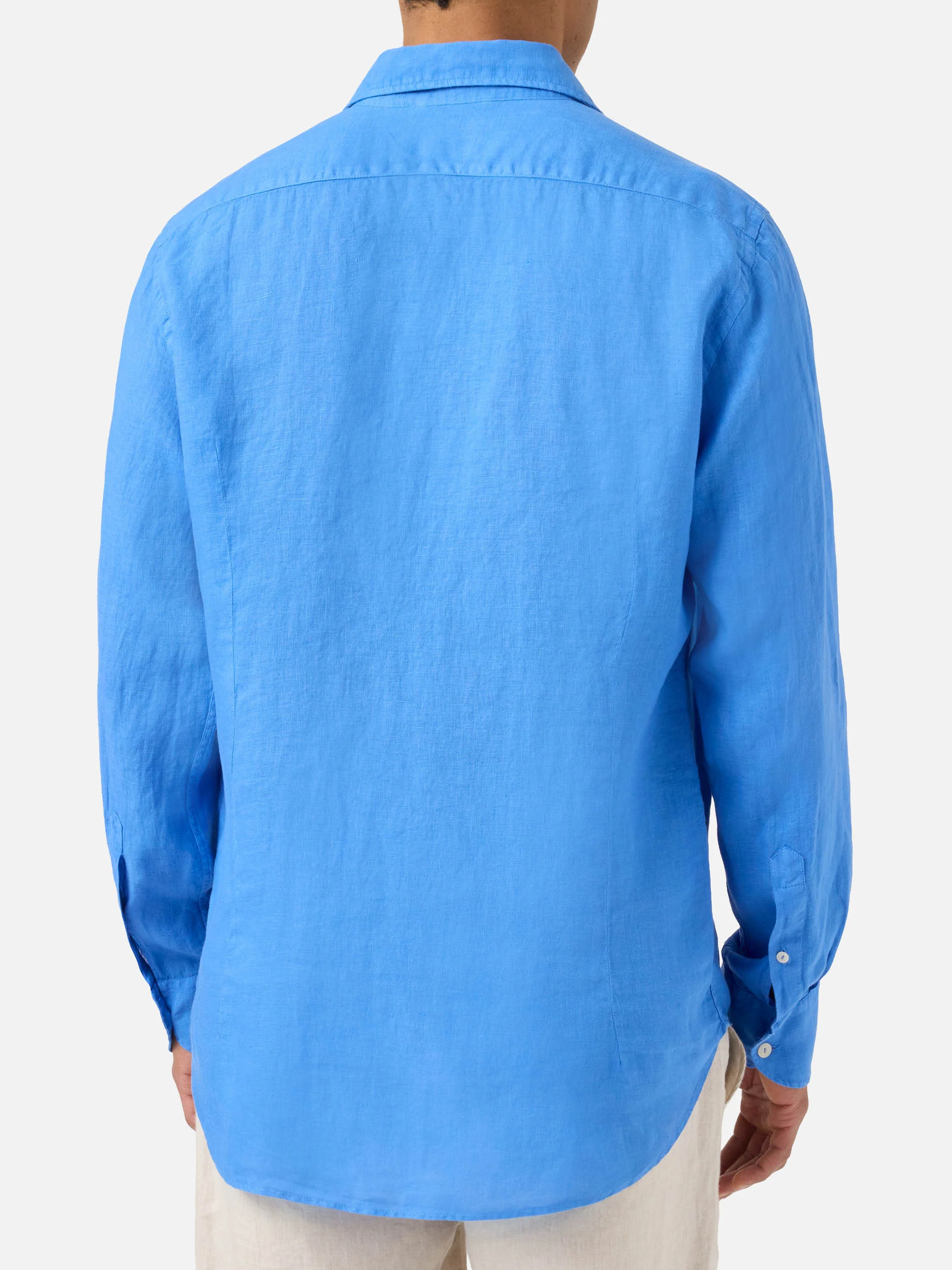 Blue Pamplona shirt in pure linen - Image 3