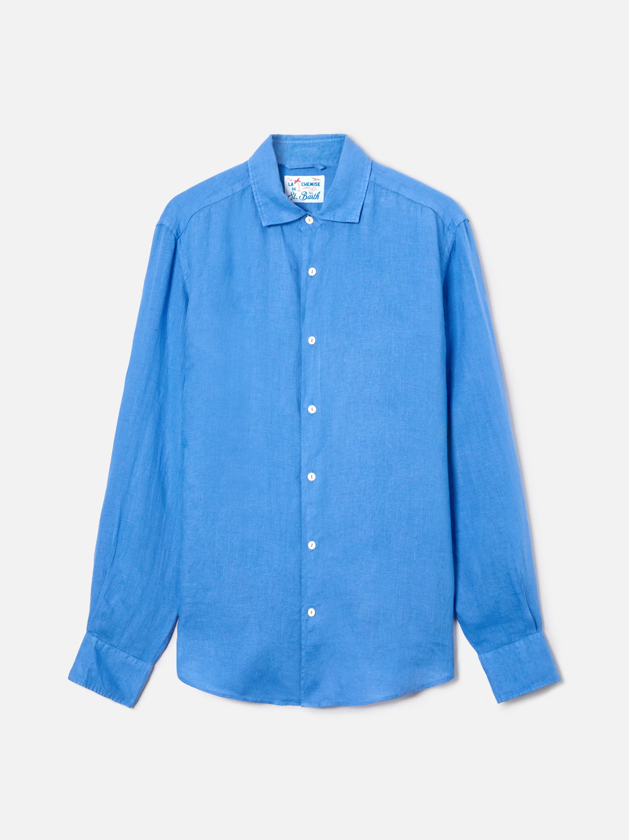 Blue Pamplona shirt in pure linen - Image 4