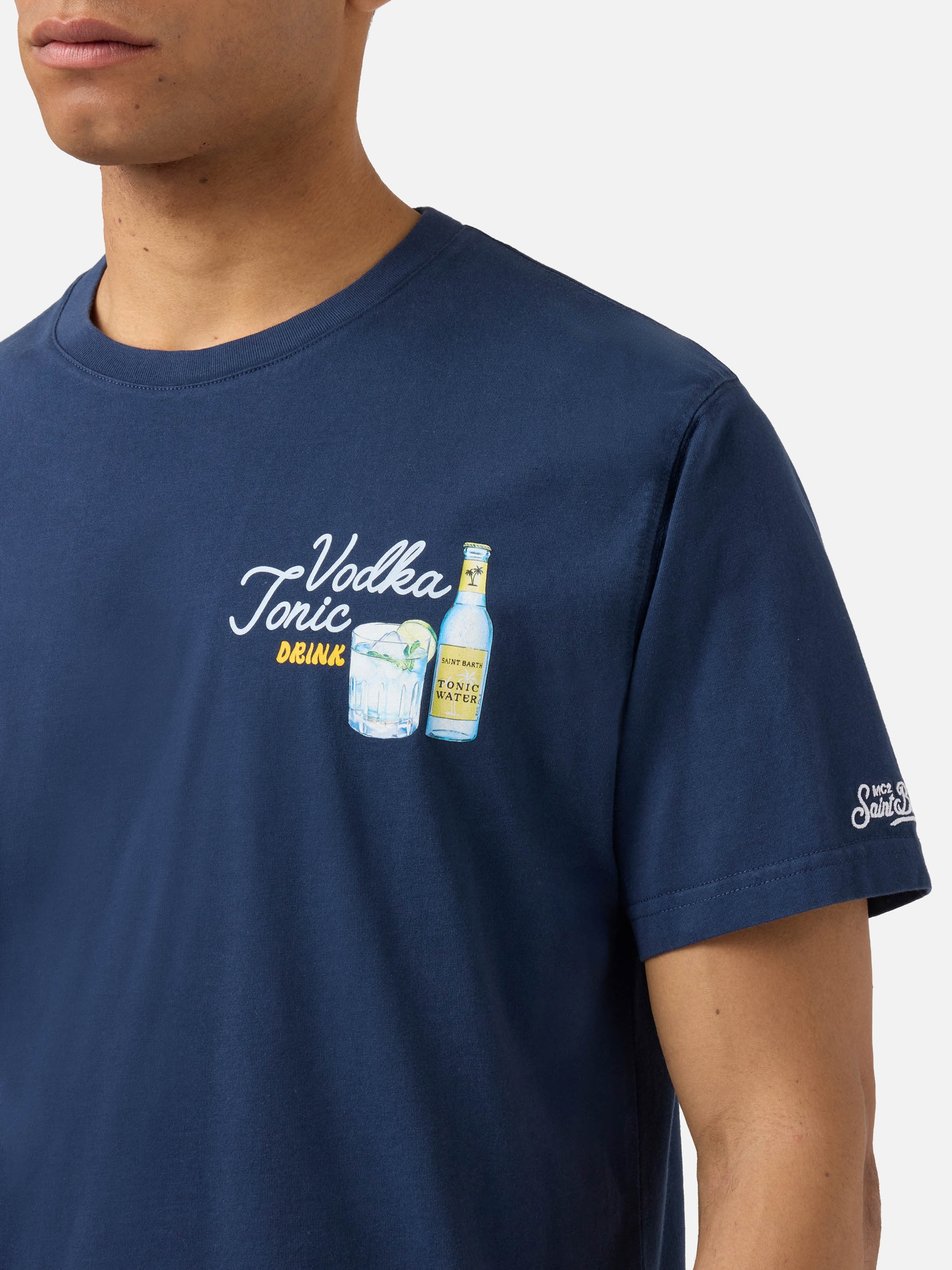 Blue Portland t-shirt with Vodka Tonic Drink illustration - Image 2