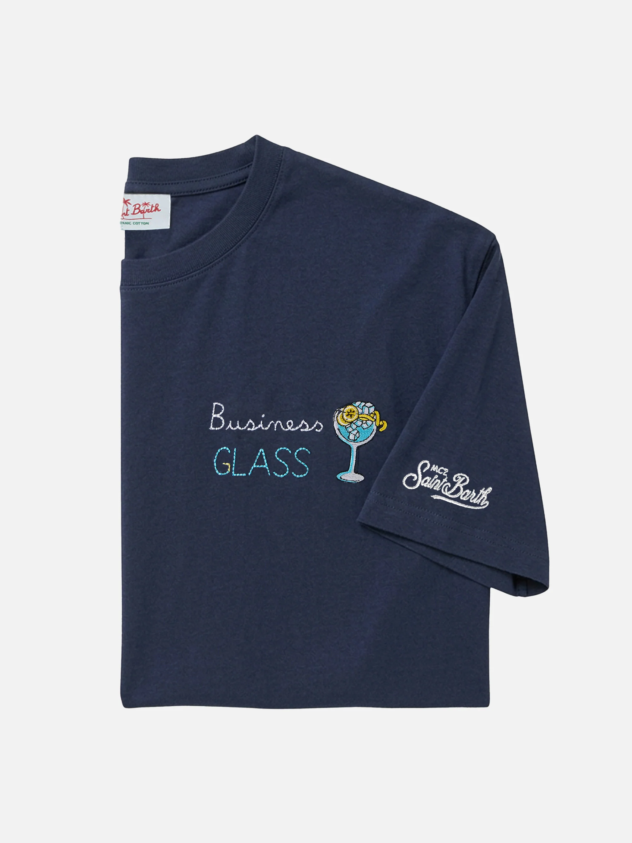 Blue Portofino T-shirt with Business Glass embroidery - Image 6