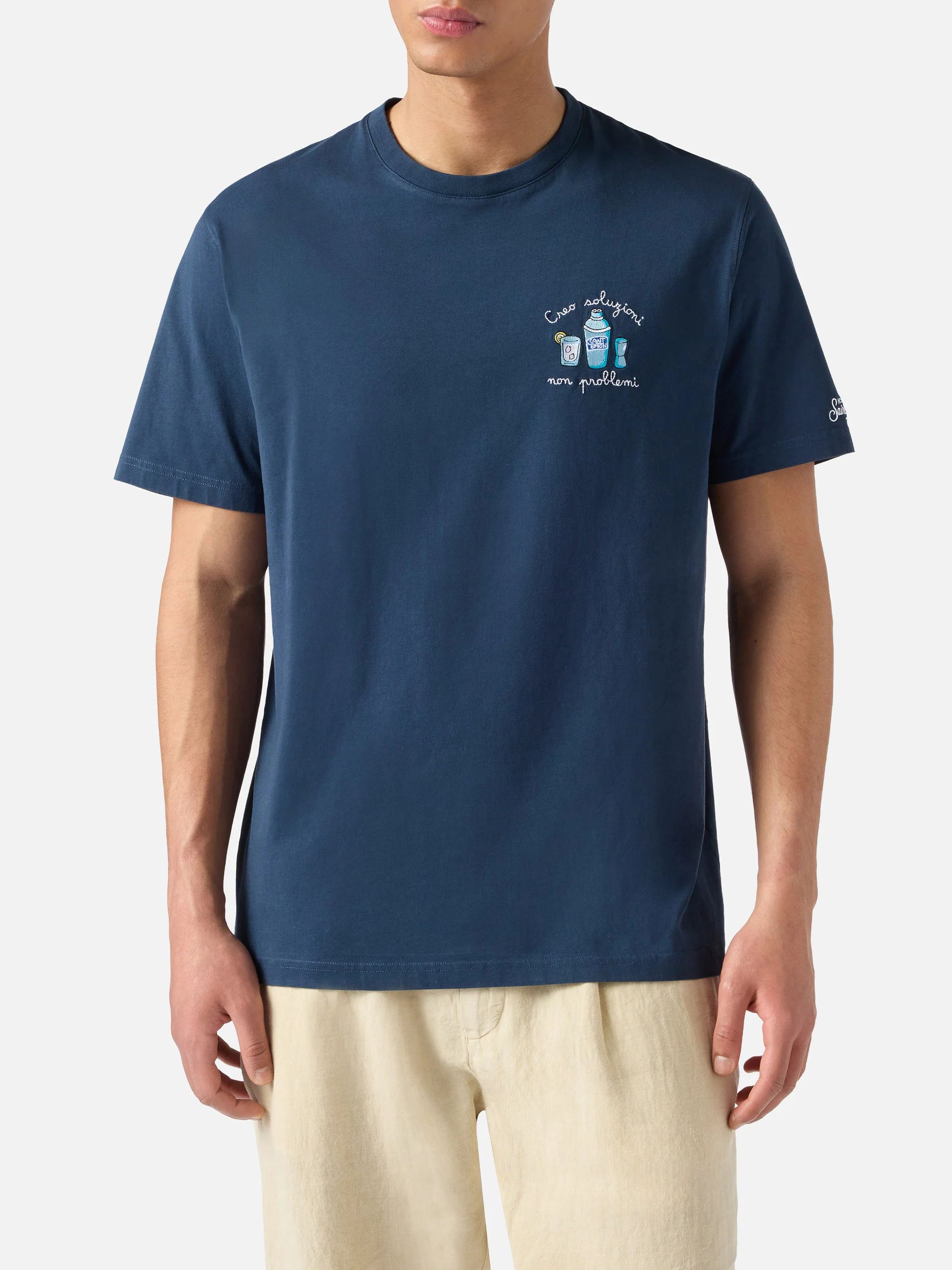 Blue Portofino T-shirt with Creo Soluzioni Non Problemi embroidery - Image 3