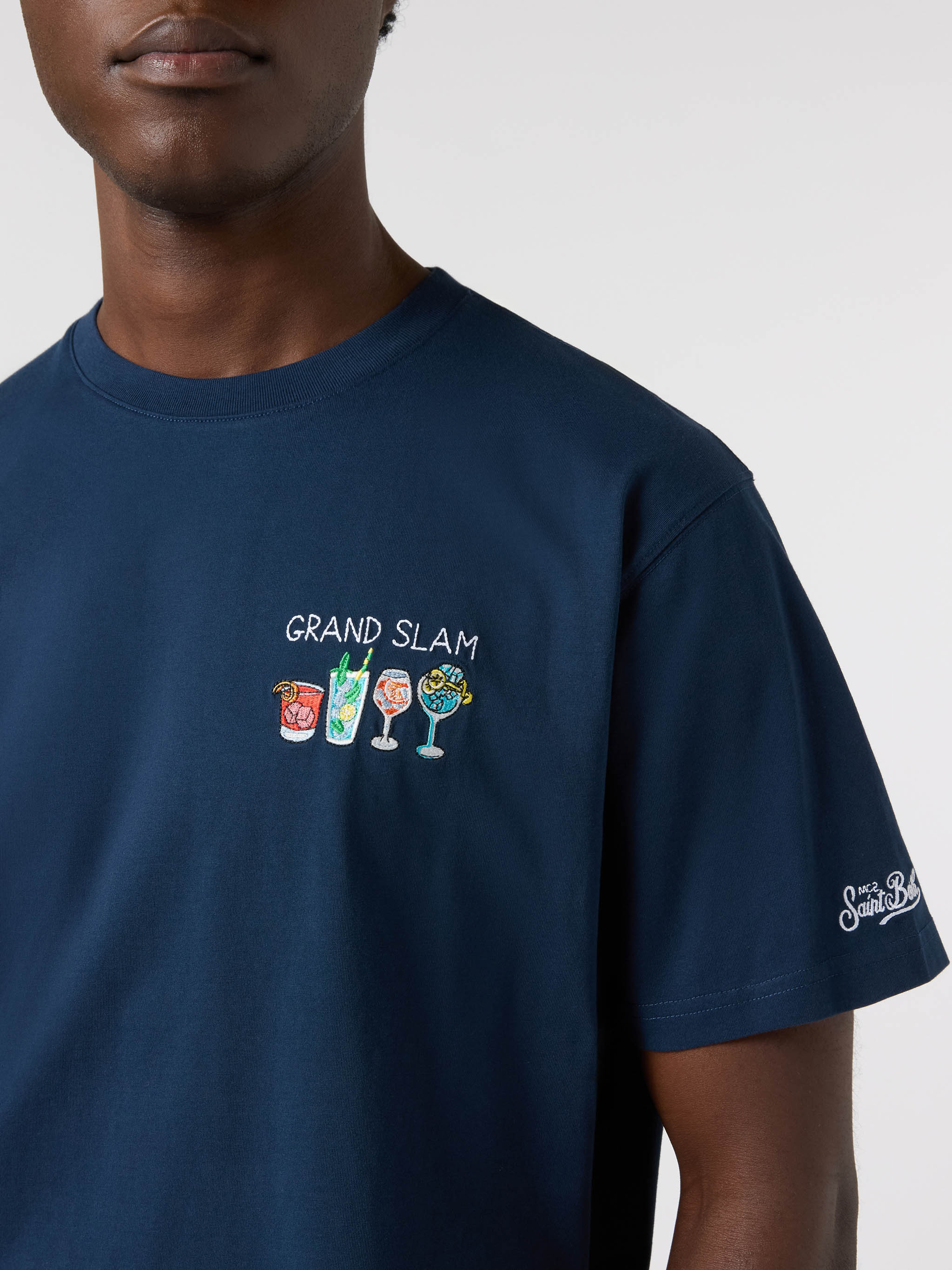 Blue Portofino T-shirt with Grand Slam embroidery - Image 2