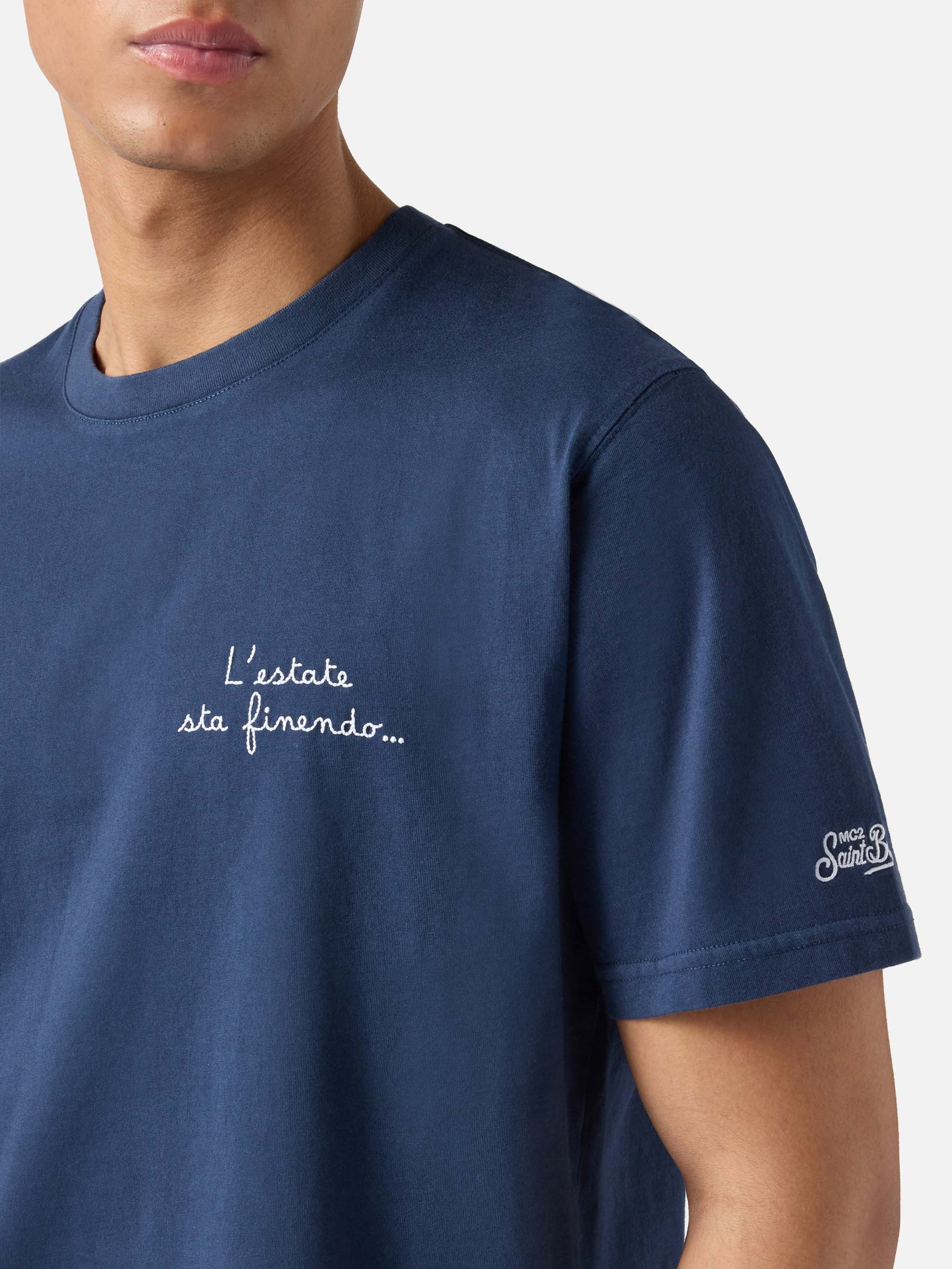 Blue Portofino T-shirt with L'estate Sta Finendo embroidery - Image 2