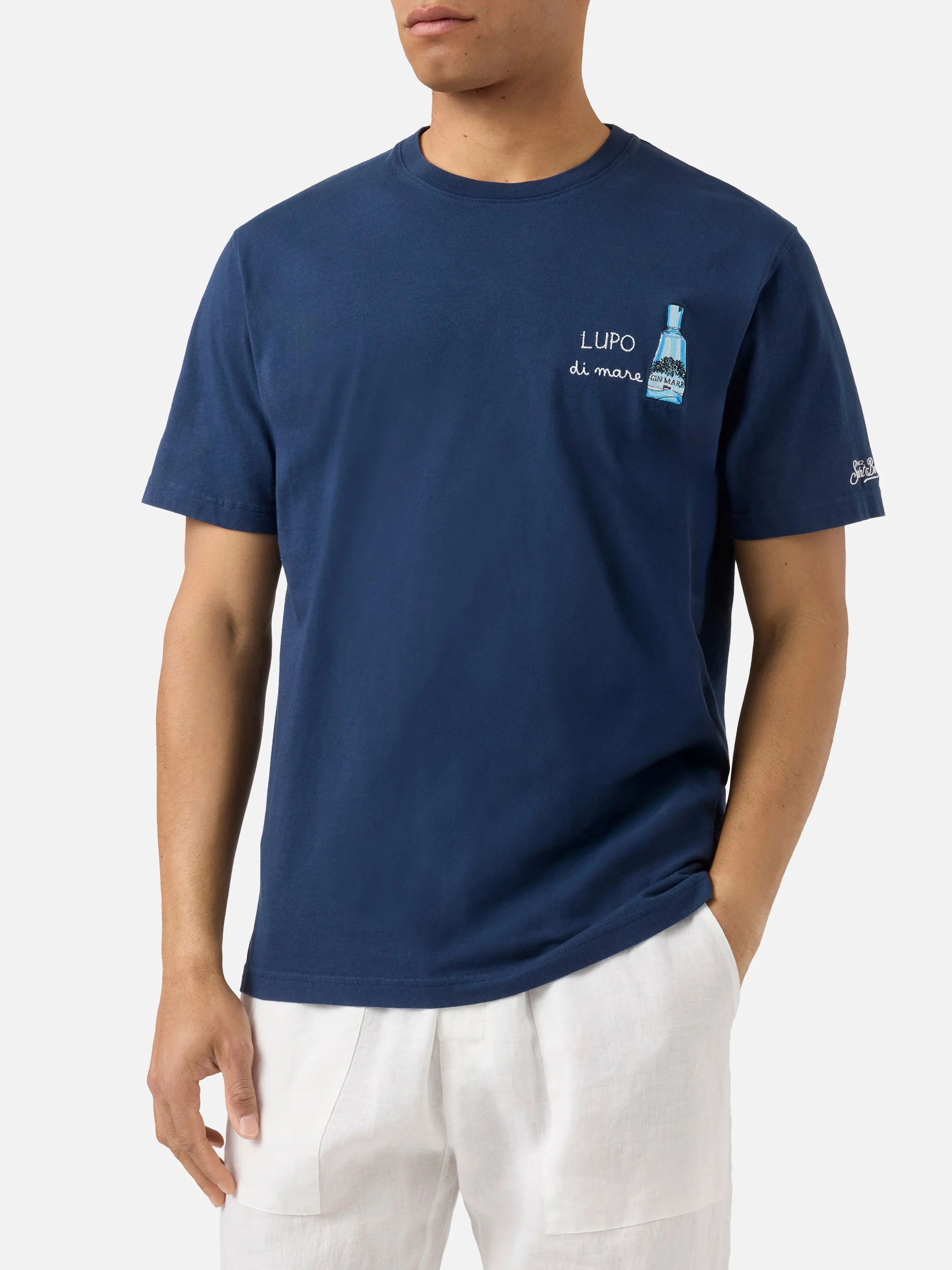 Blue Portofino T-shirt with Lupo Di Mare embroidery | Special Edition - Image 3