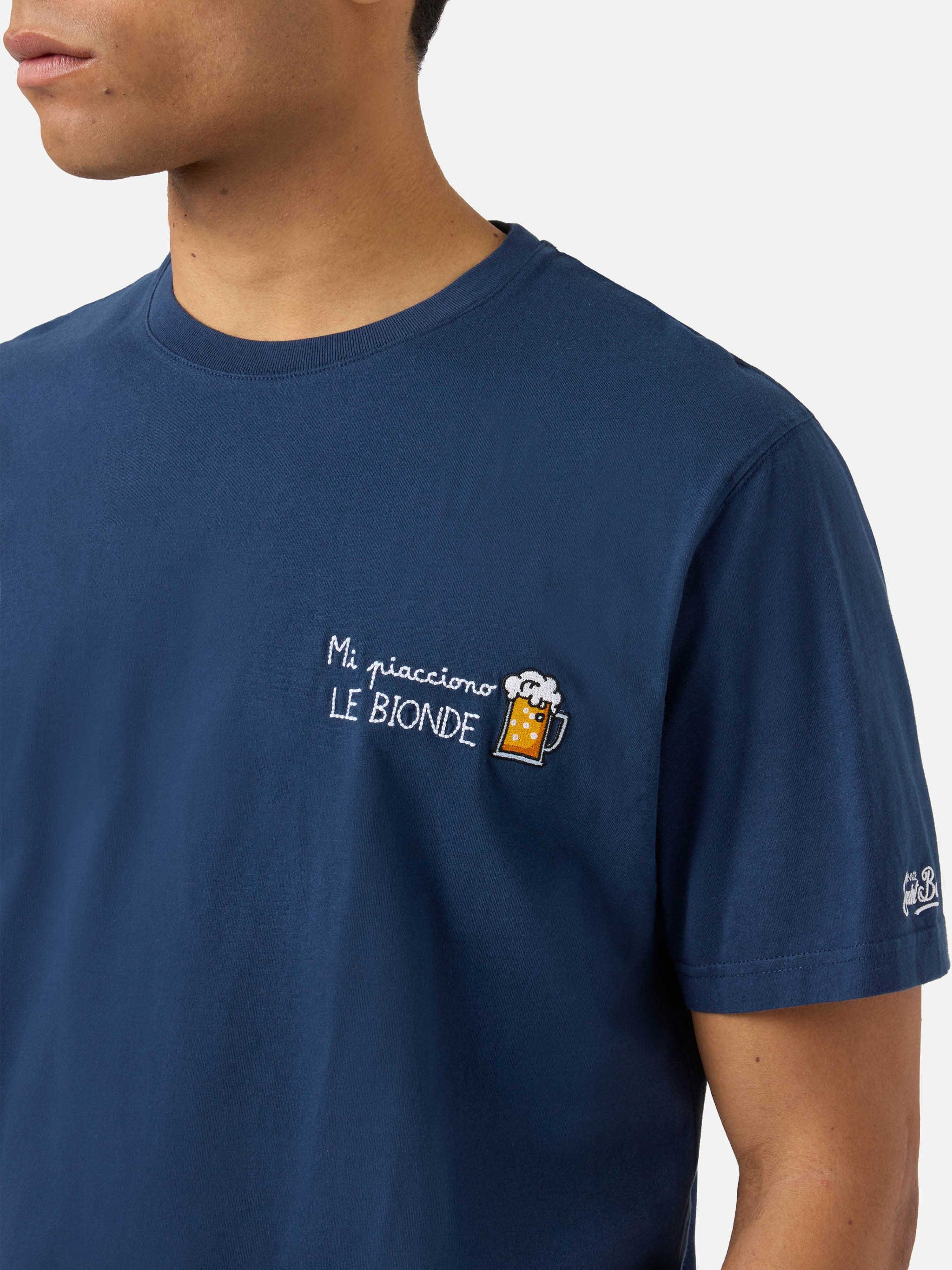 Blue Portofino T-shirt with Mi Piacciono Le Bionde embroidery - Image 2