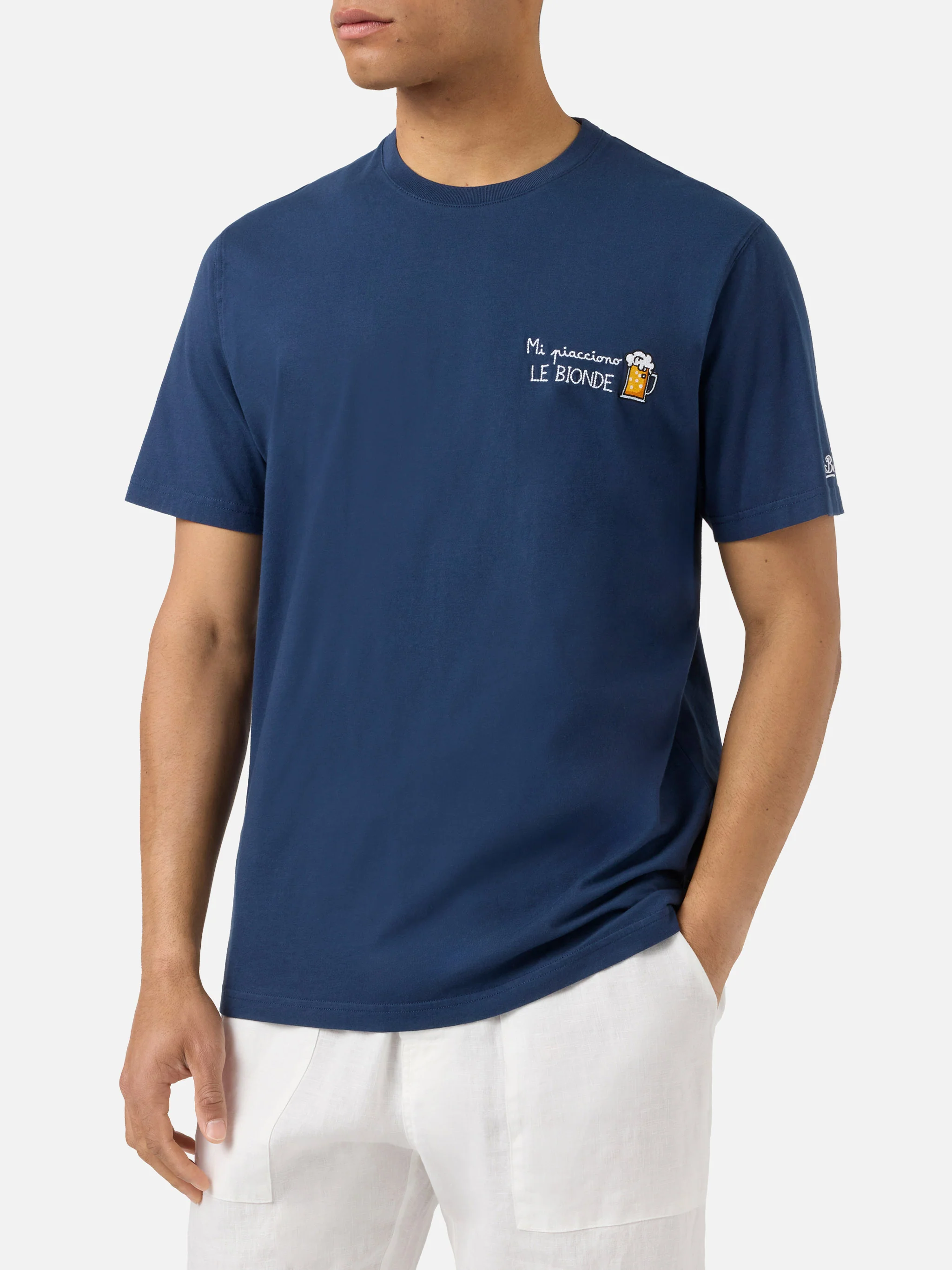 Blue Portofino T-shirt with Mi Piacciono Le Bionde embroidery - Image 3