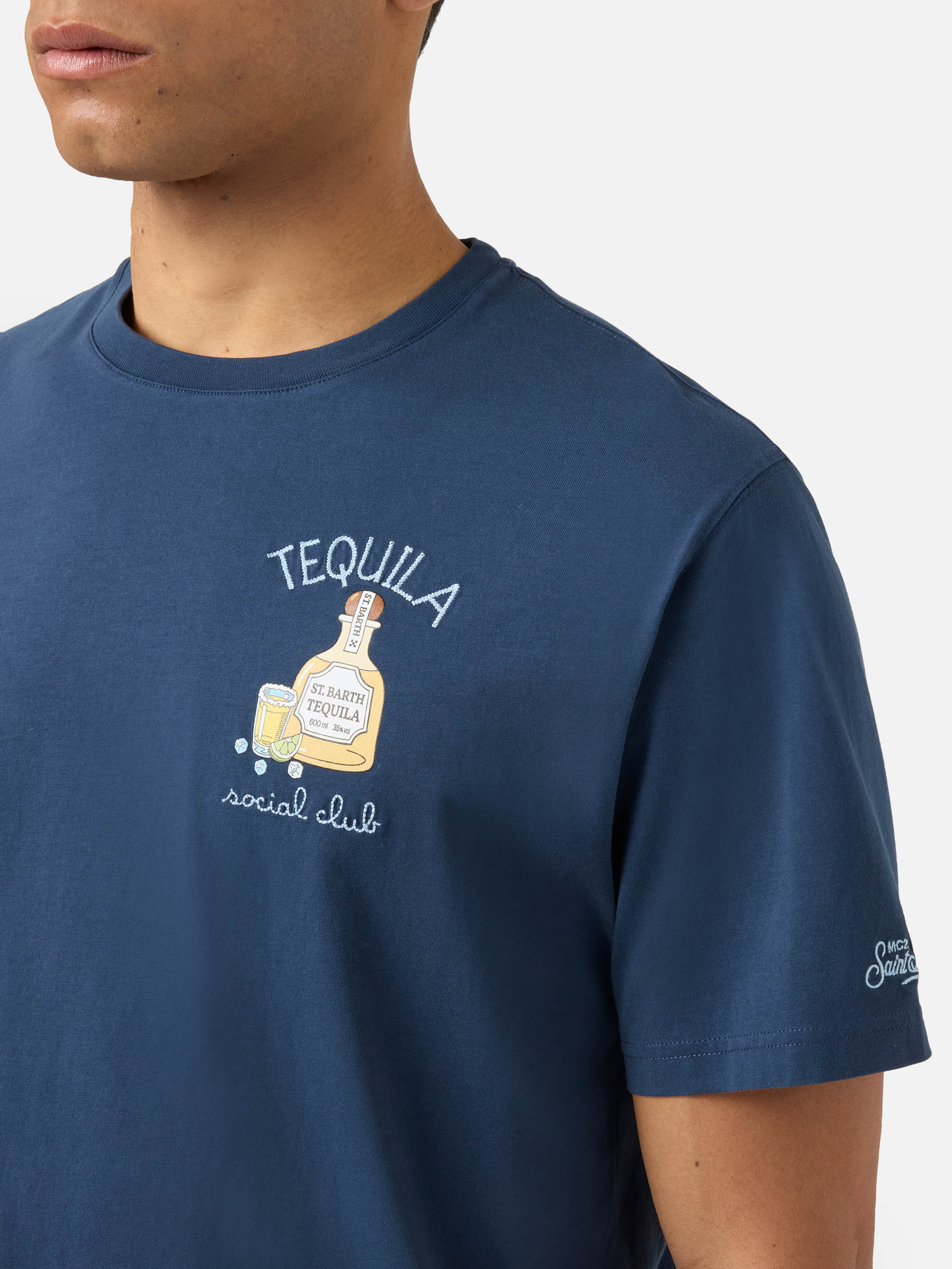 Blue Portofino T-shirt with Tequila Social Club embroidery - Image 2