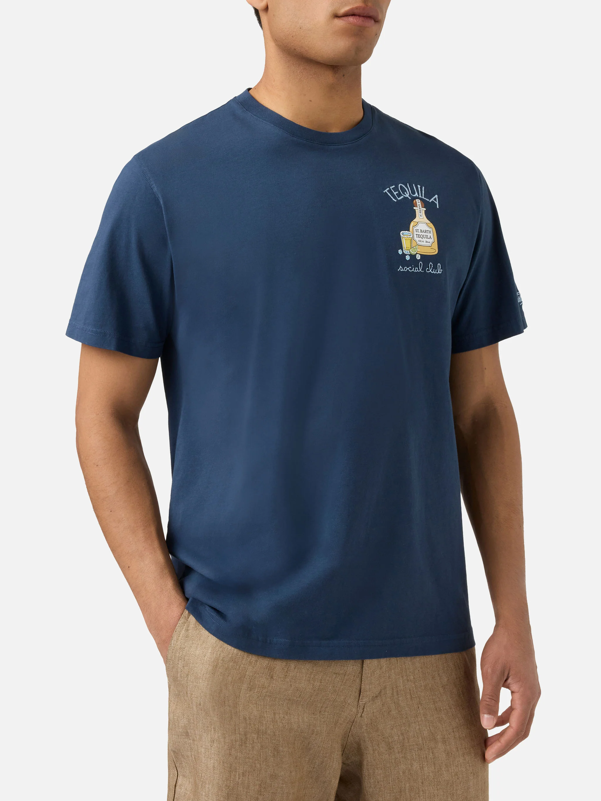 Blue Portofino T-shirt with Tequila Social Club embroidery - Image 3