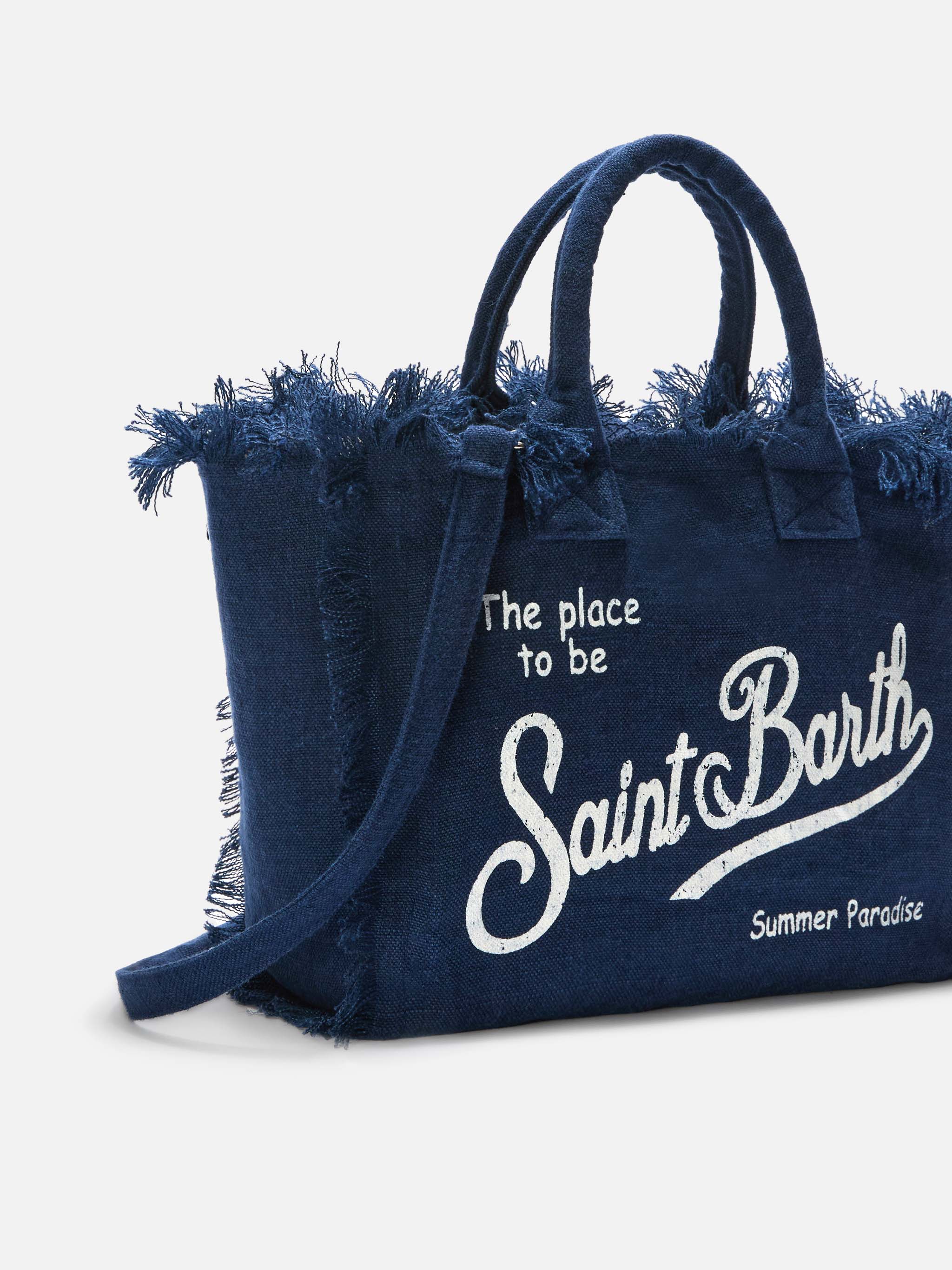 Blue solid color linen Colette bag - Image 3