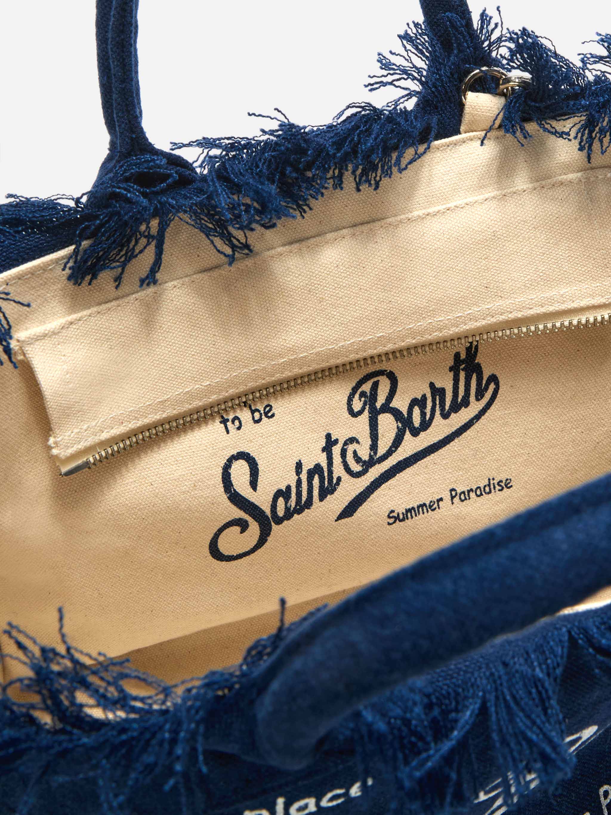 Blue solid color linen Colette bag - Image 4