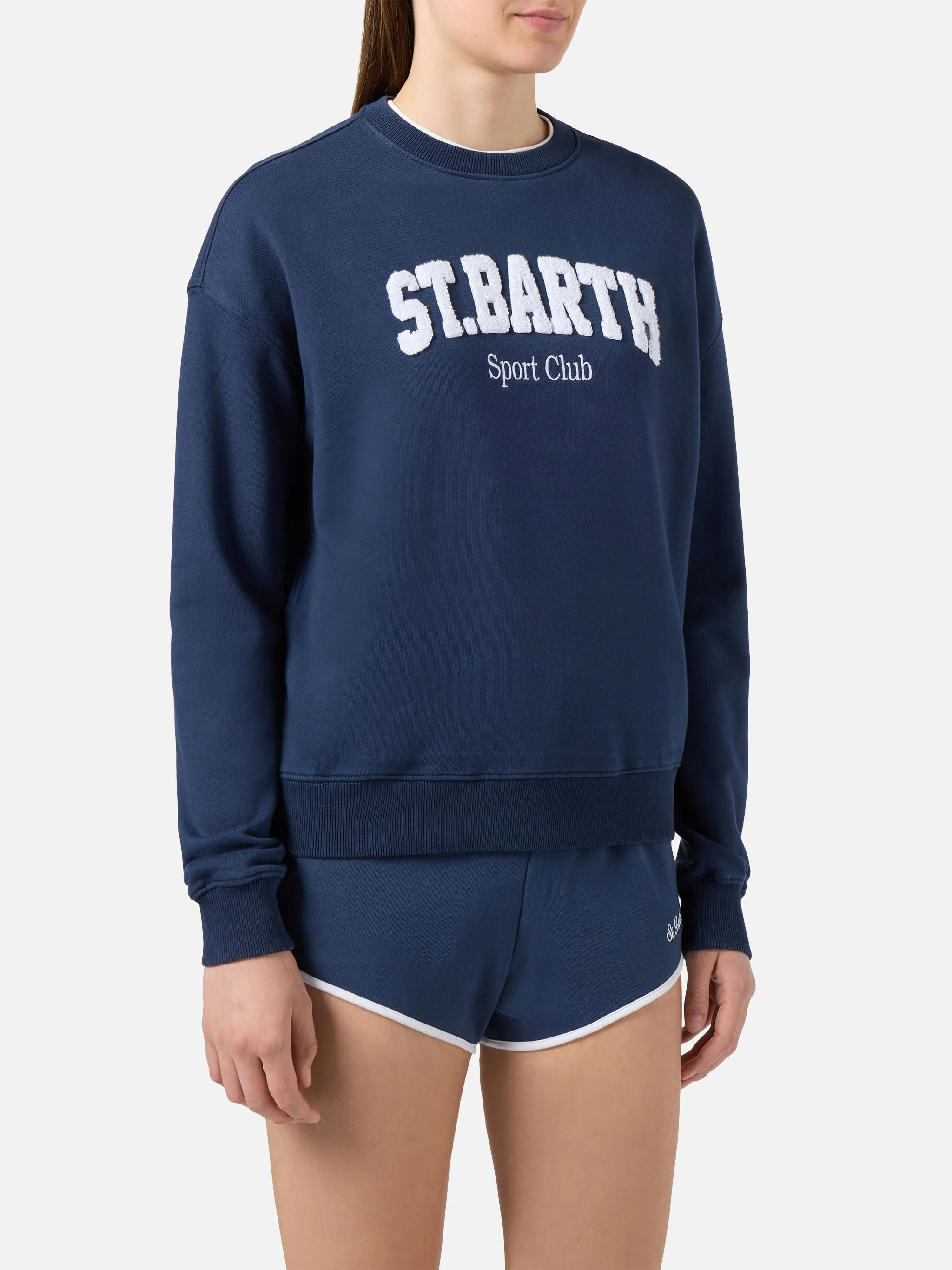 Blue Stardust sweatshirt with raised terry-effect logo and Sport Club embroidery - Image 2