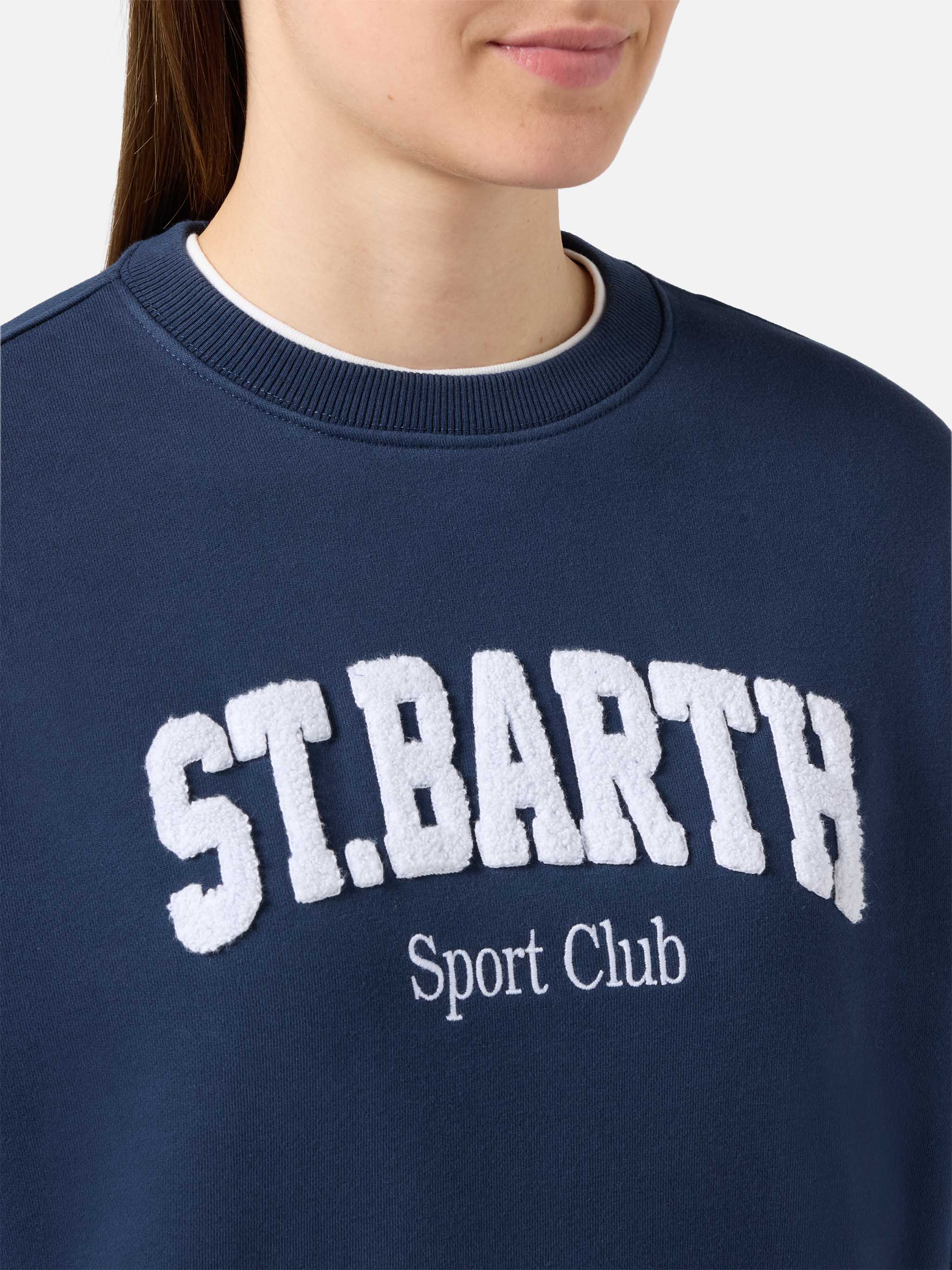 Blue Stardust sweatshirt with raised terry-effect logo and Sport Club embroidery - Image 3