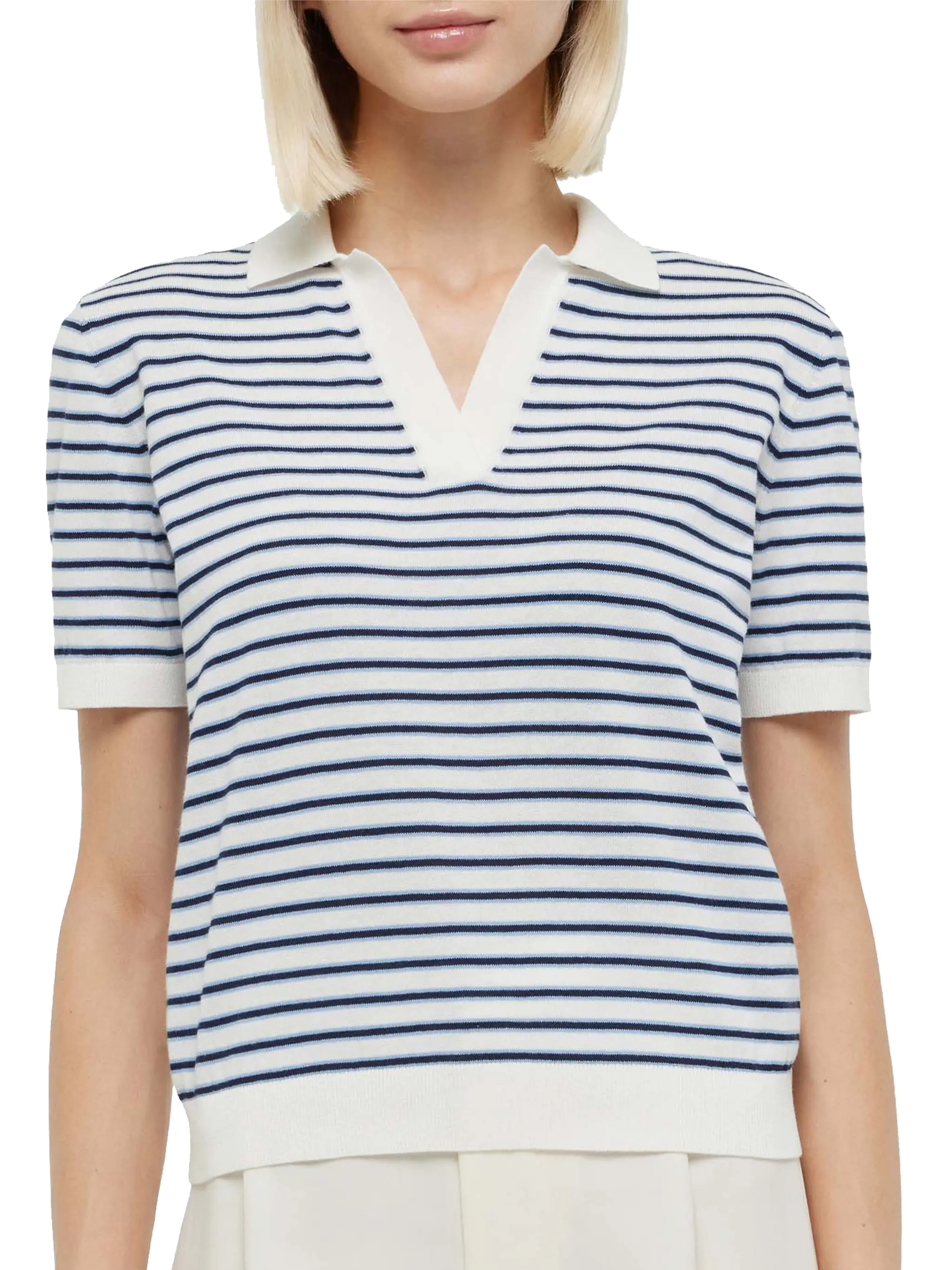Blue striped knitted polo Evonne