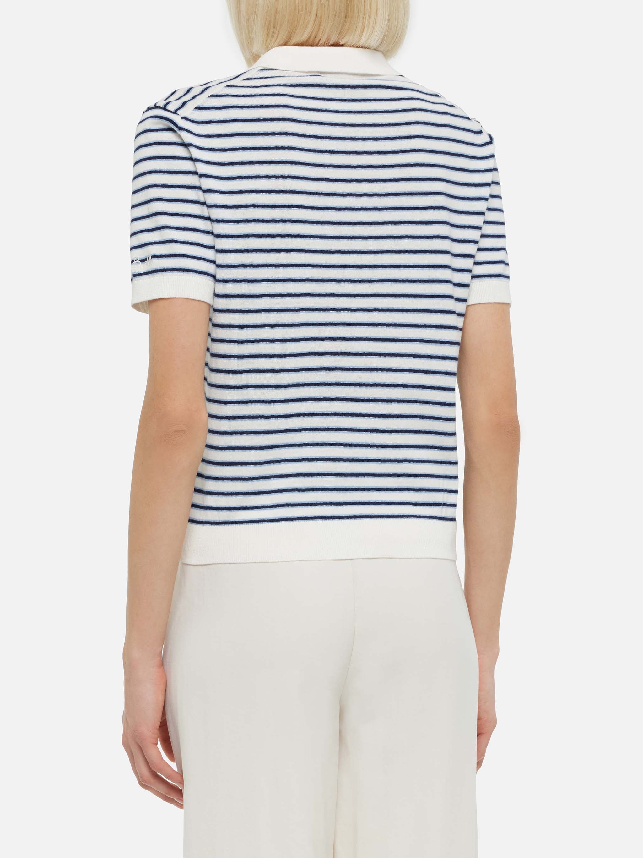 Blue striped knitted polo Evonne - Image 5