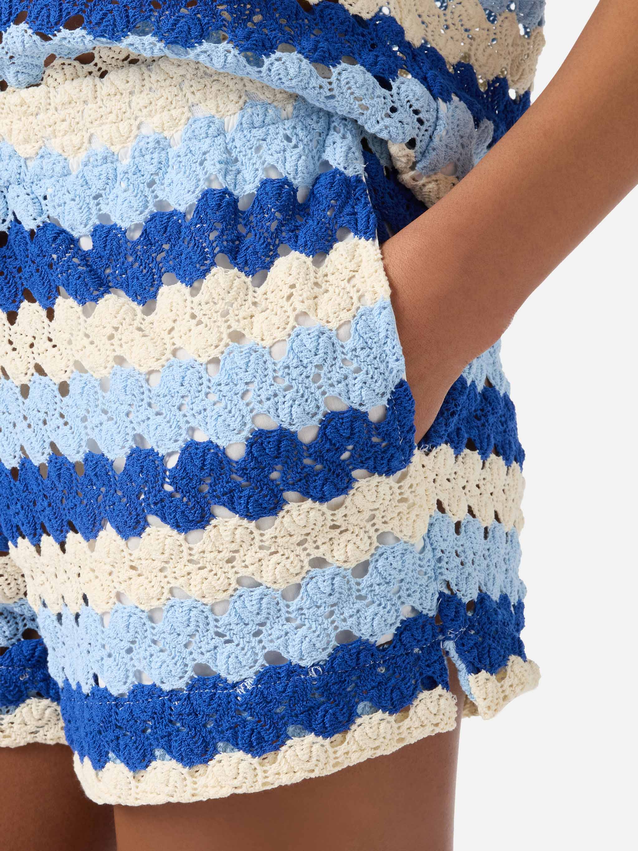 Blue striped Meave crochet shorts - Image 4