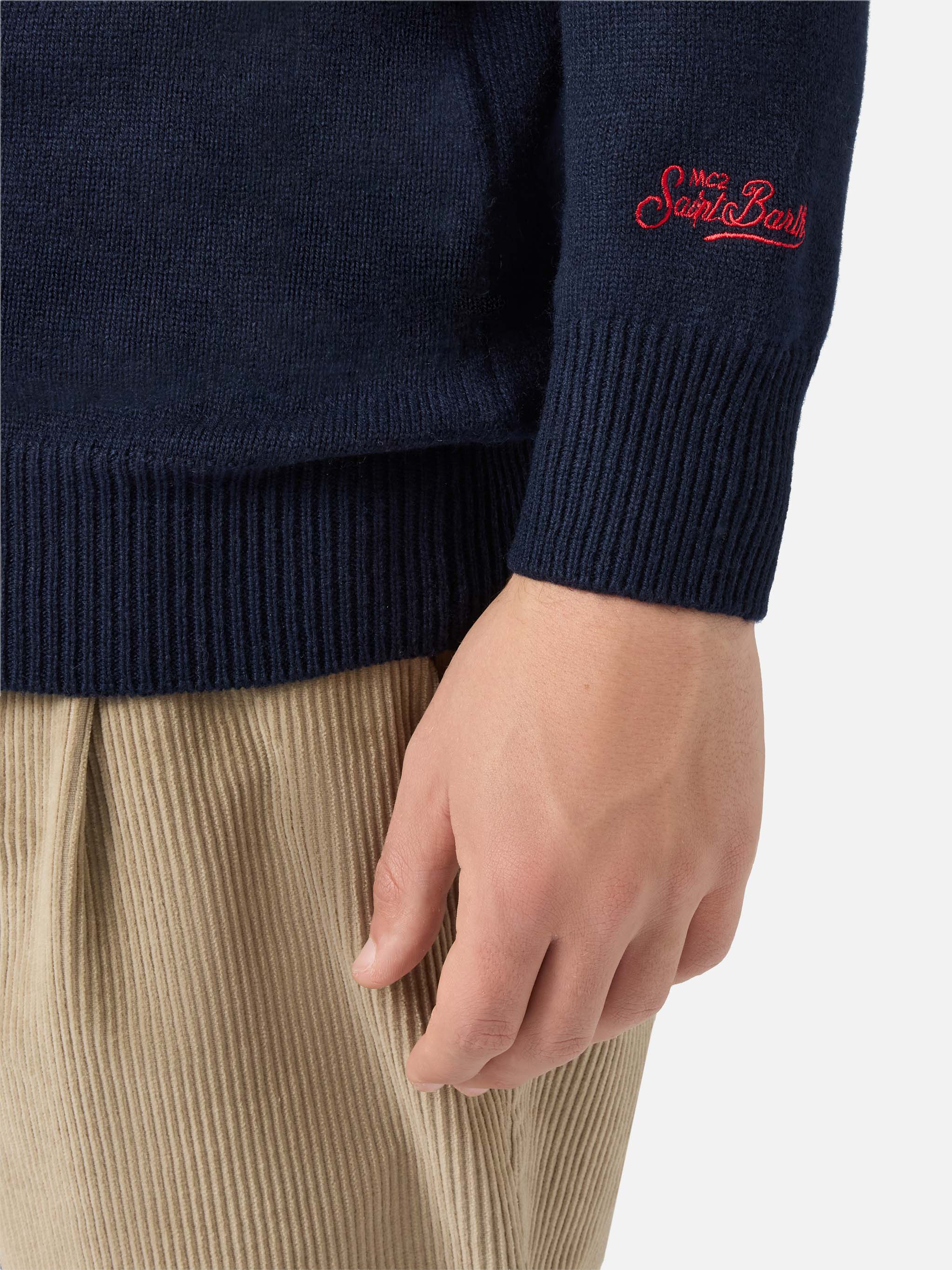 Blue sweater Heron with Sbagliato embroidery - Image 4