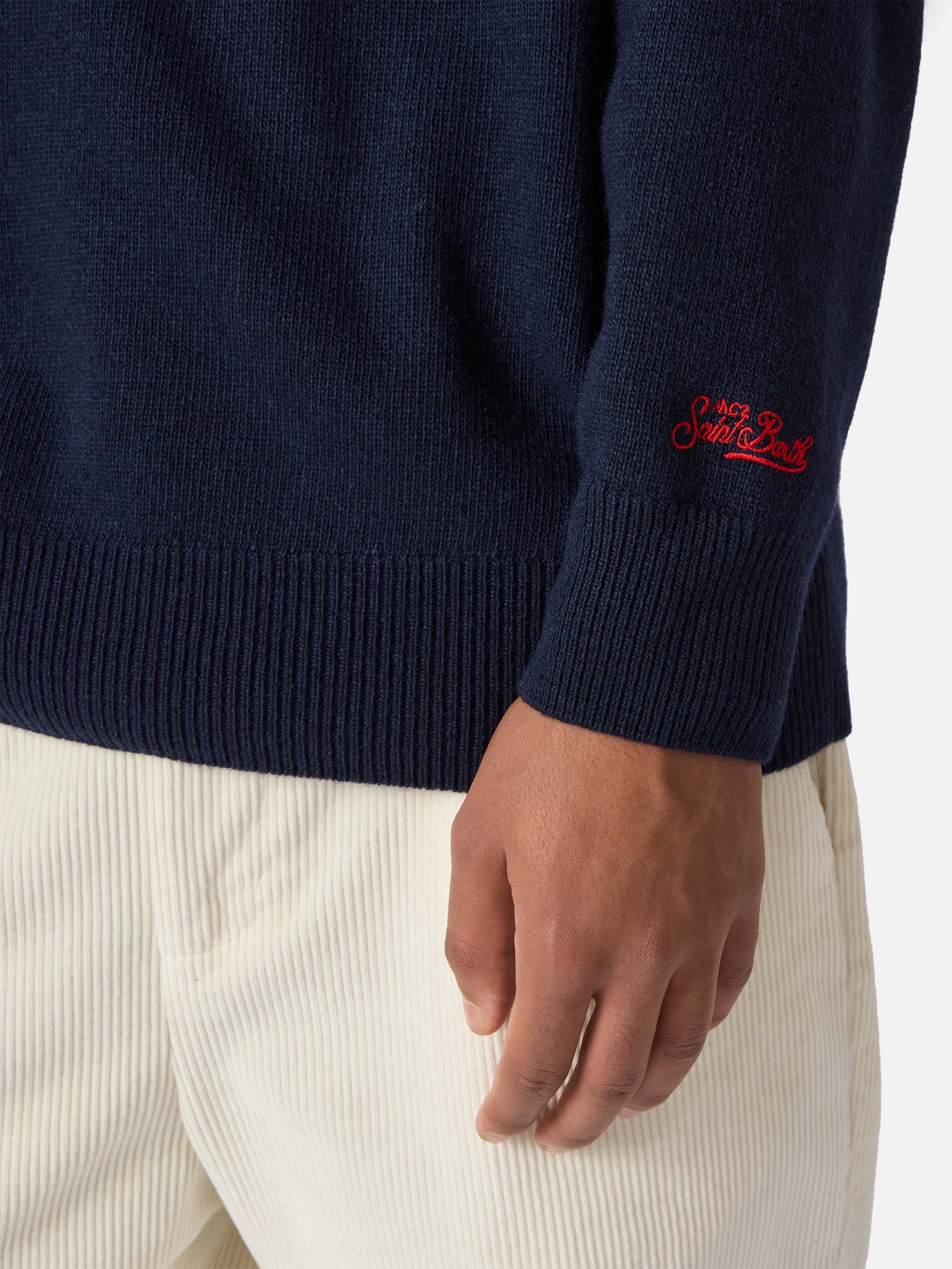 Blue crewneck Heron with Vacanze di Natale logo jacquard | VACANZE DI NATALE SPECIAL EDITION - Image 4