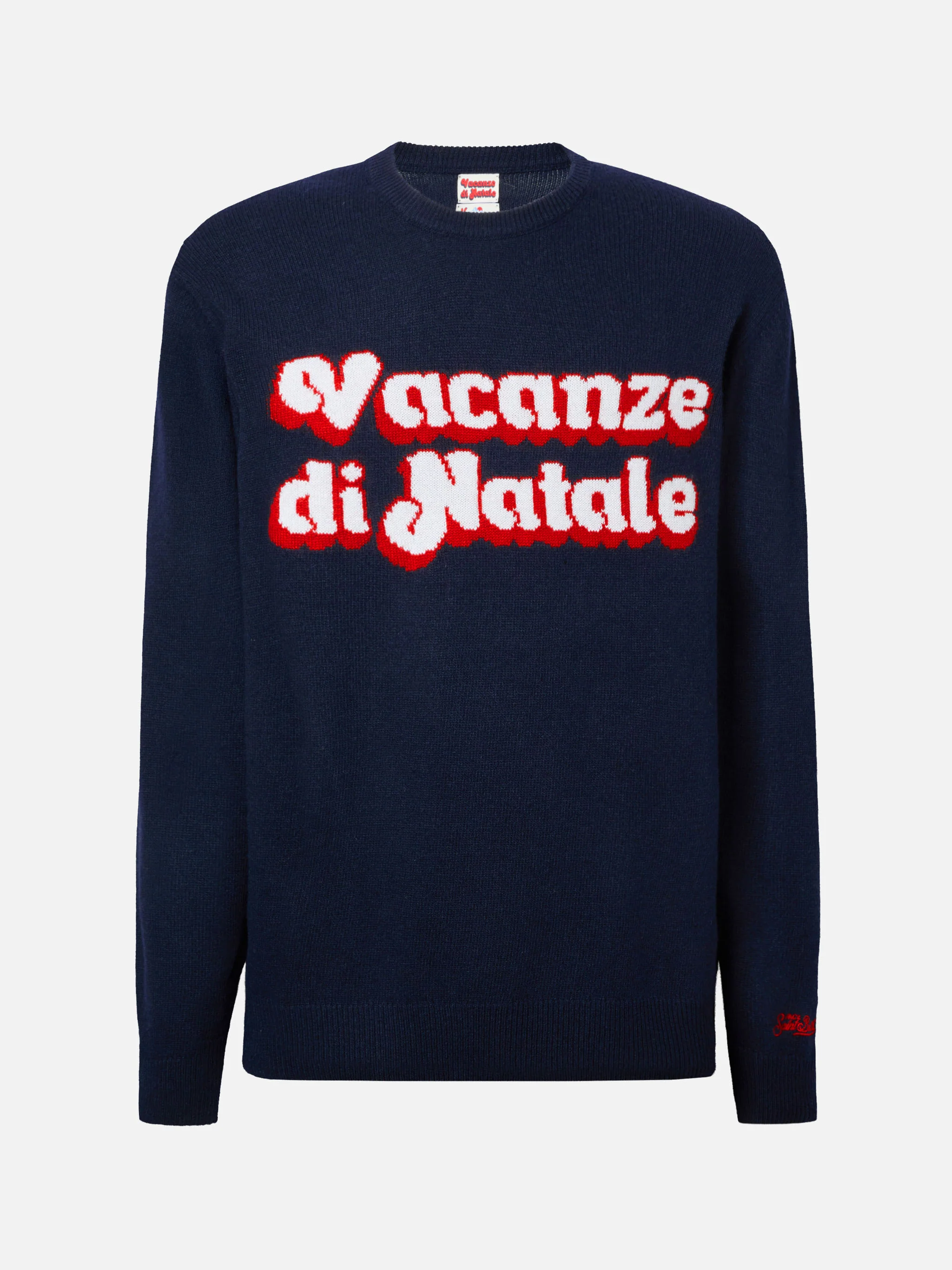 Blue crewneck Heron with Vacanze di Natale logo jacquard | VACANZE DI NATALE SPECIAL EDITION - Image 5