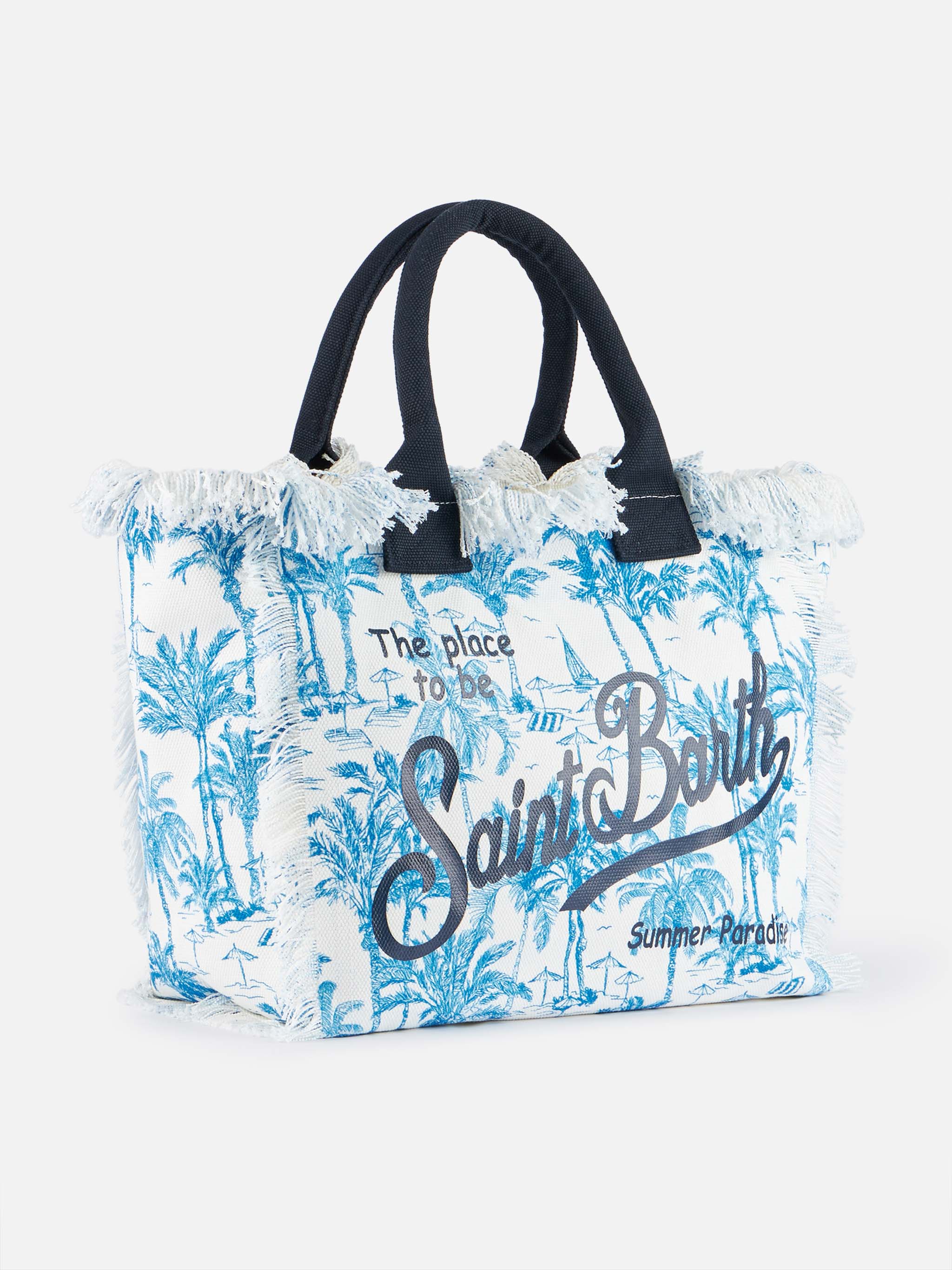 Bluette cotton canvas Vanity tote bag with toile de jouy  print - Image 4