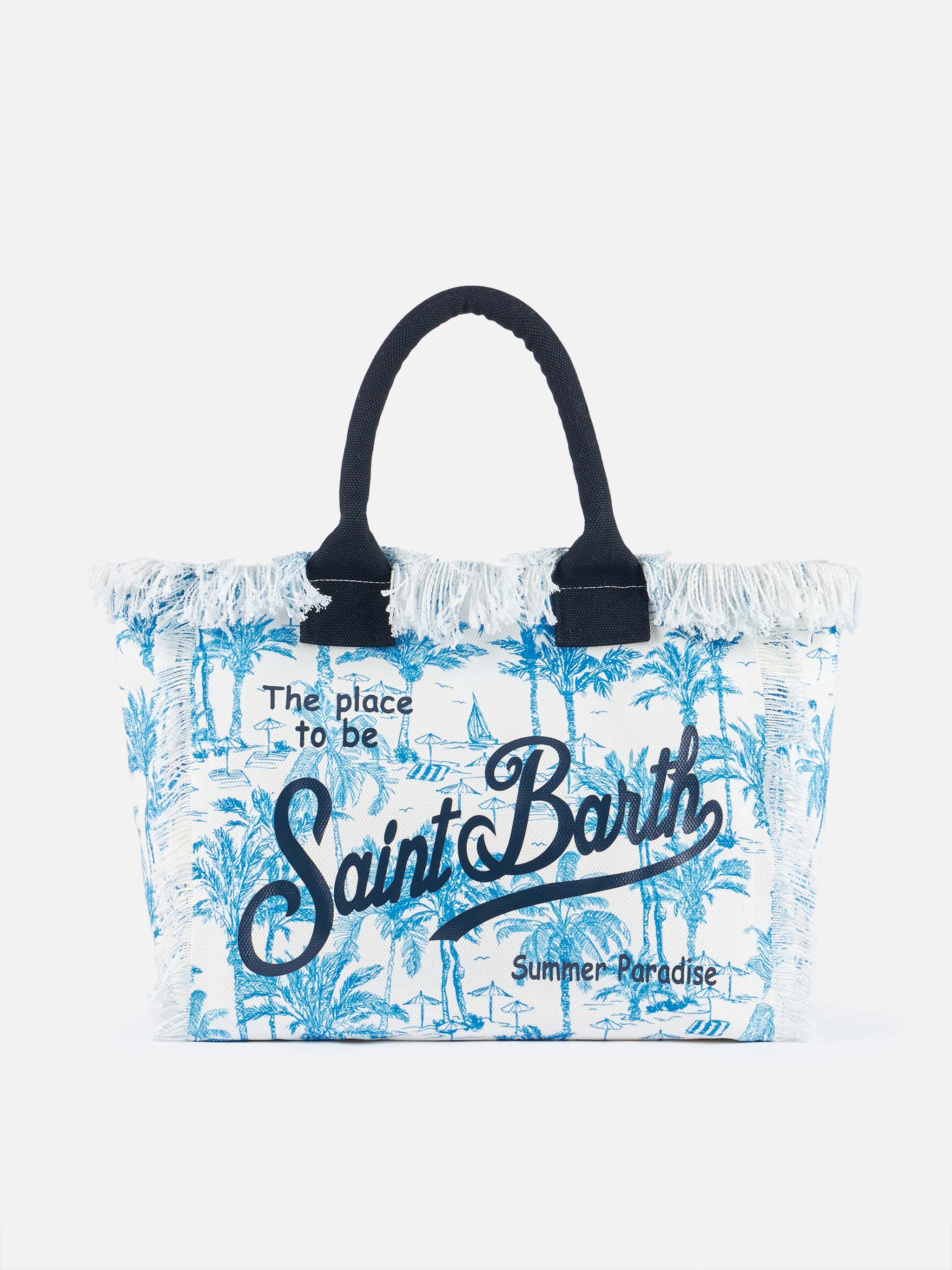 Bluette cotton canvas Vanity tote bag with toile de jouy  print - Image 5