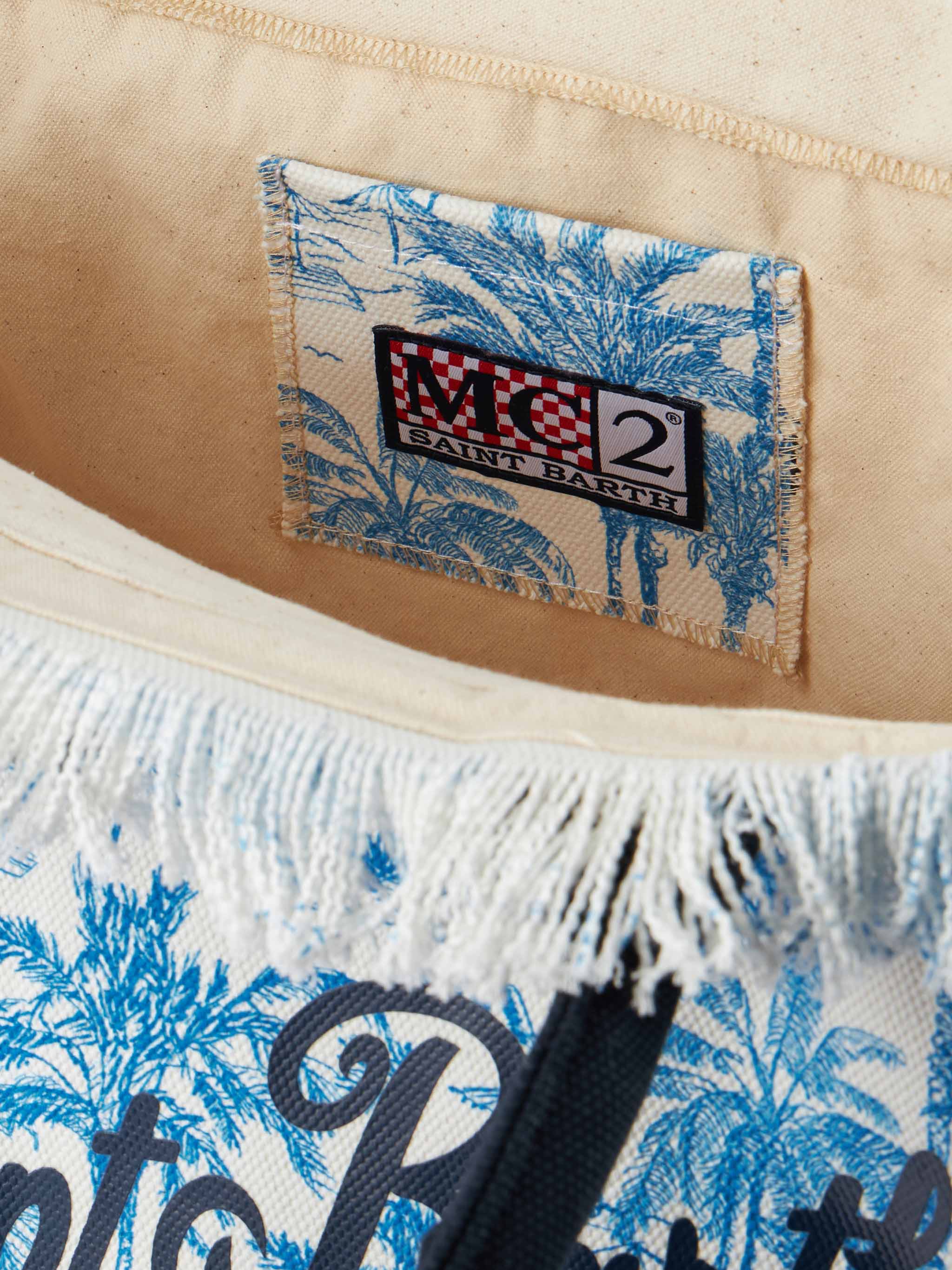 Bluette cotton canvas Vanity tote bag with toile de jouy  print - Image 6