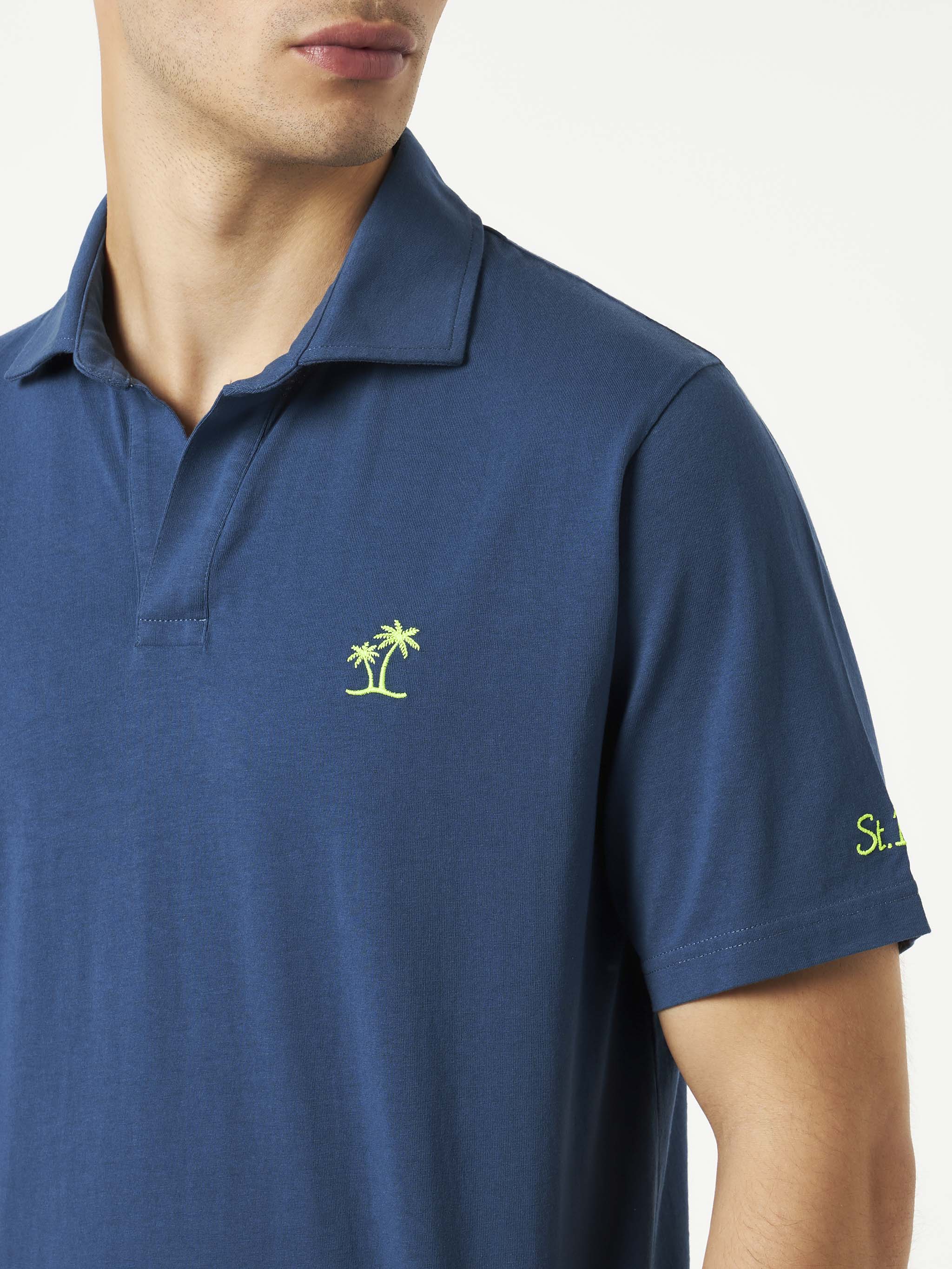 Brighton navy blue jersey polo shirt - Image 2