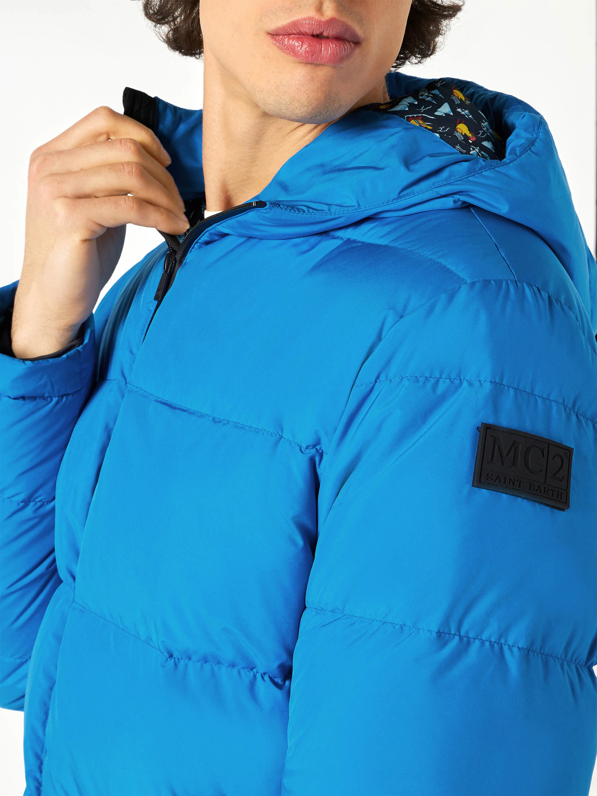 Bluette hooded down padded jacket ducky print lining - Image 2