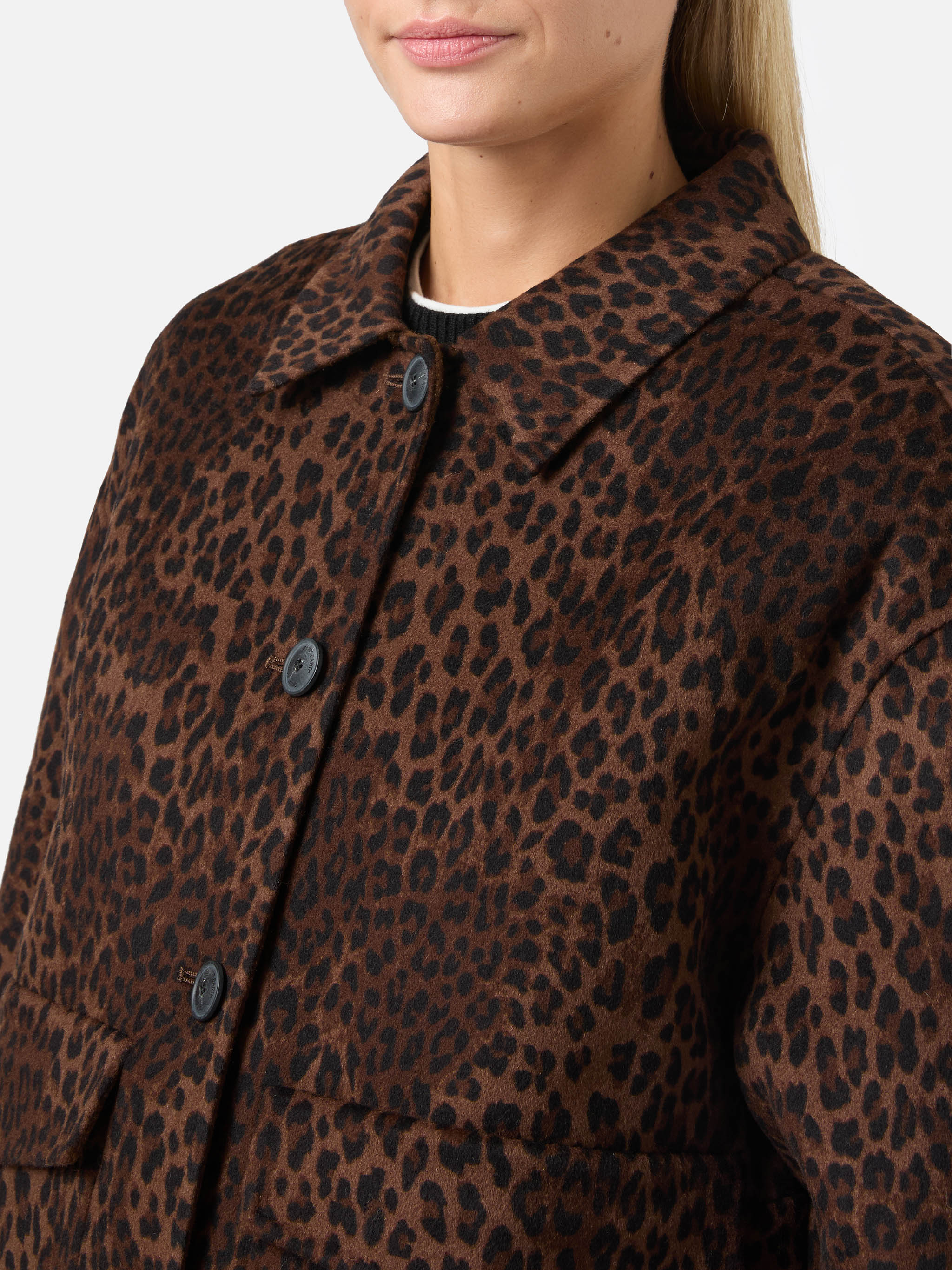 Bonnibell cropped jacket in double fabric with leopard print - Image 3