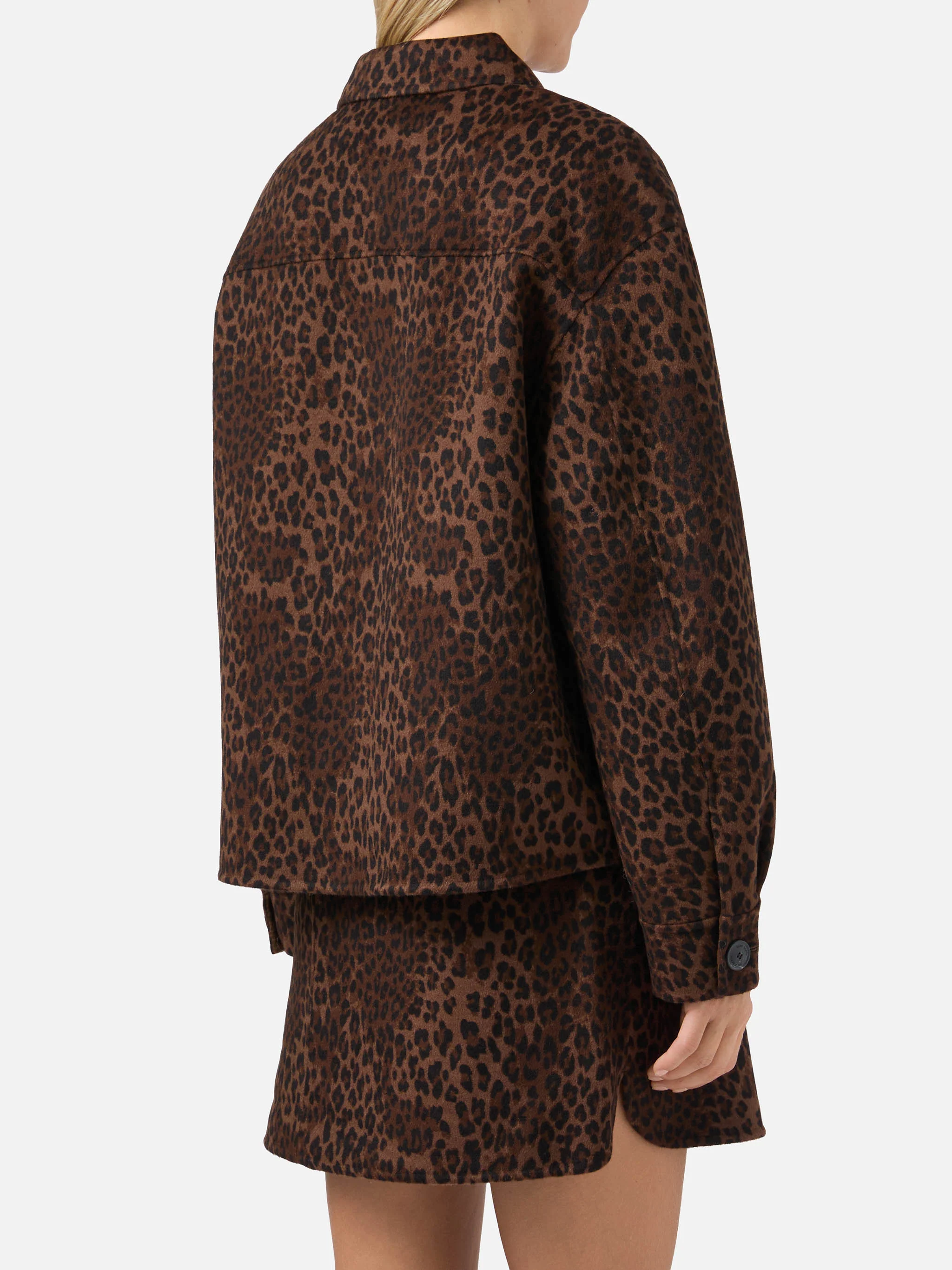 Bonnibell cropped jacket in double fabric with leopard print - Image 4