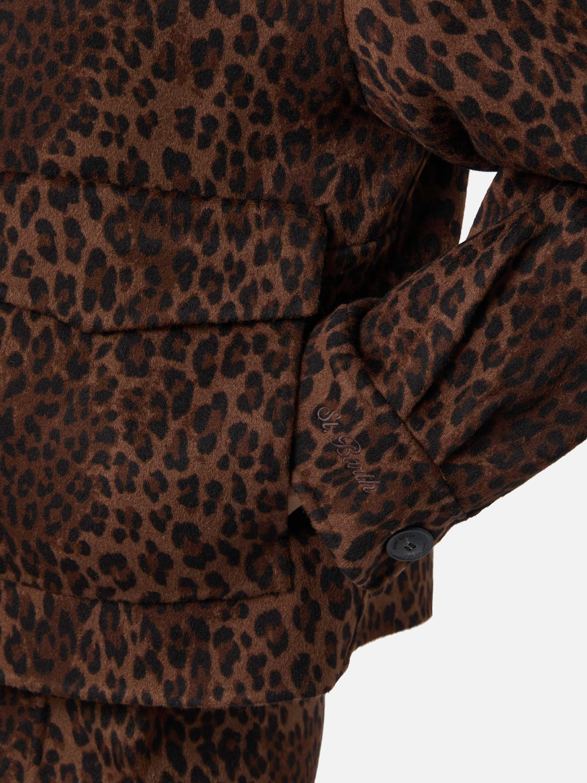 Bonnibell cropped jacket in double fabric with leopard print - Image 5