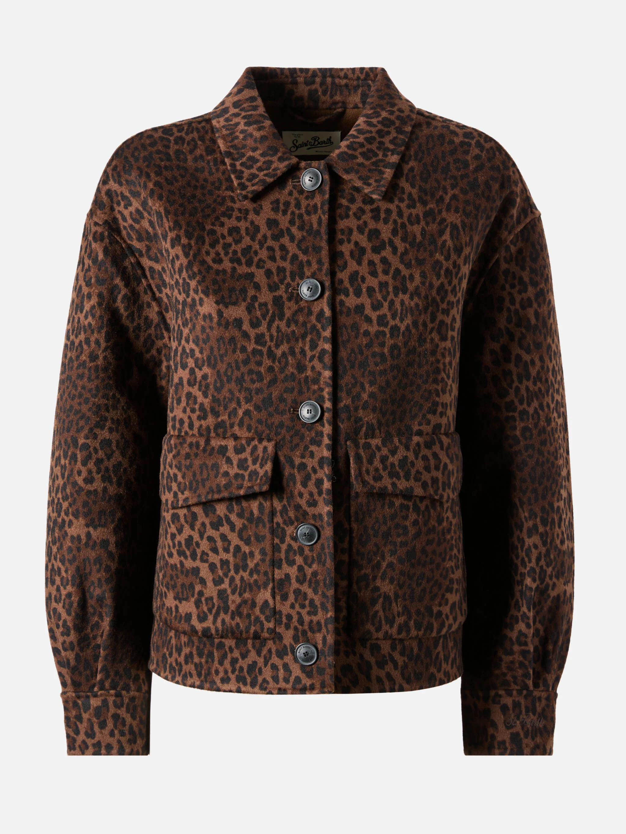 Bonnibell cropped jacket in double fabric with leopard print - Image 6