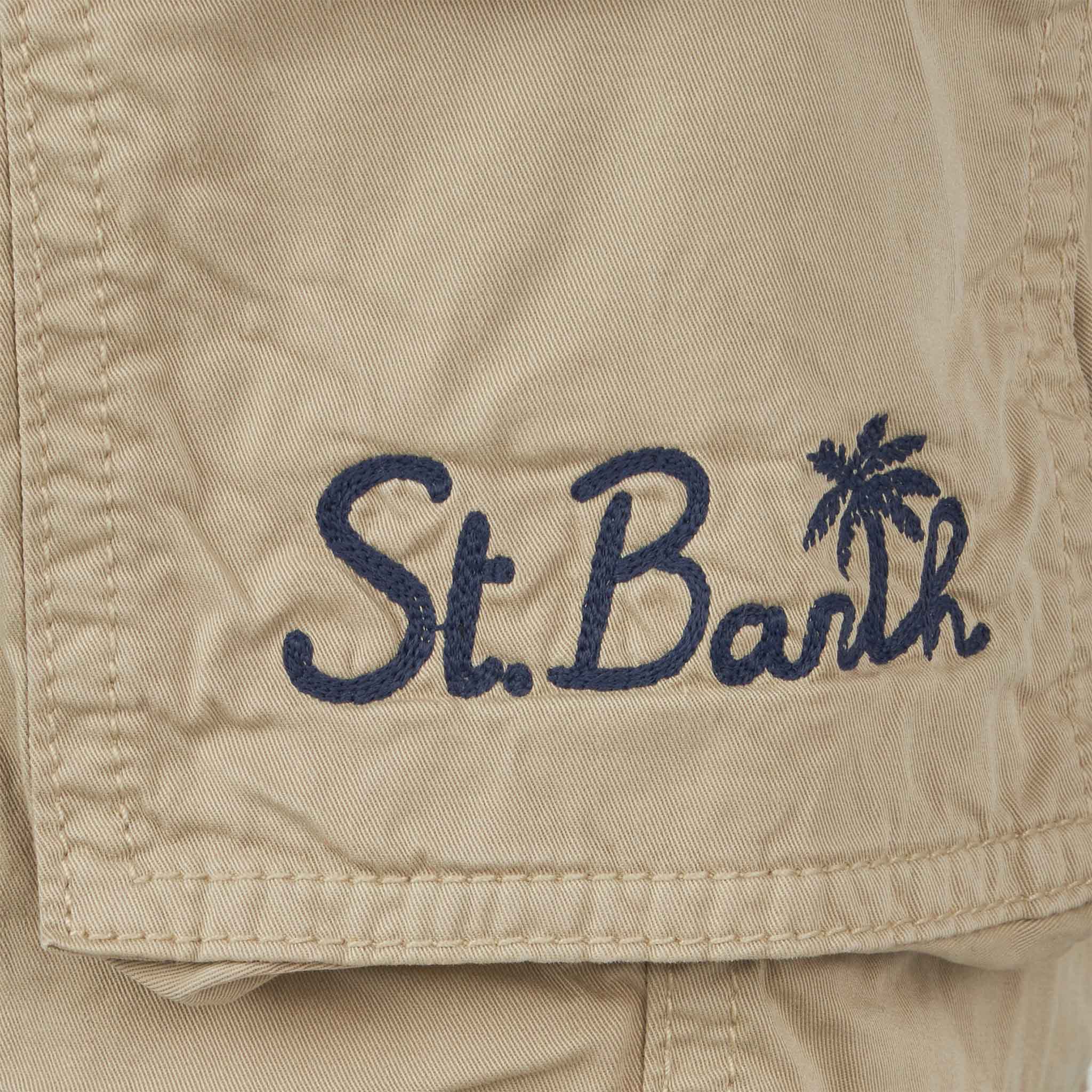 Boy beige cotton cargo shorts - Image 3