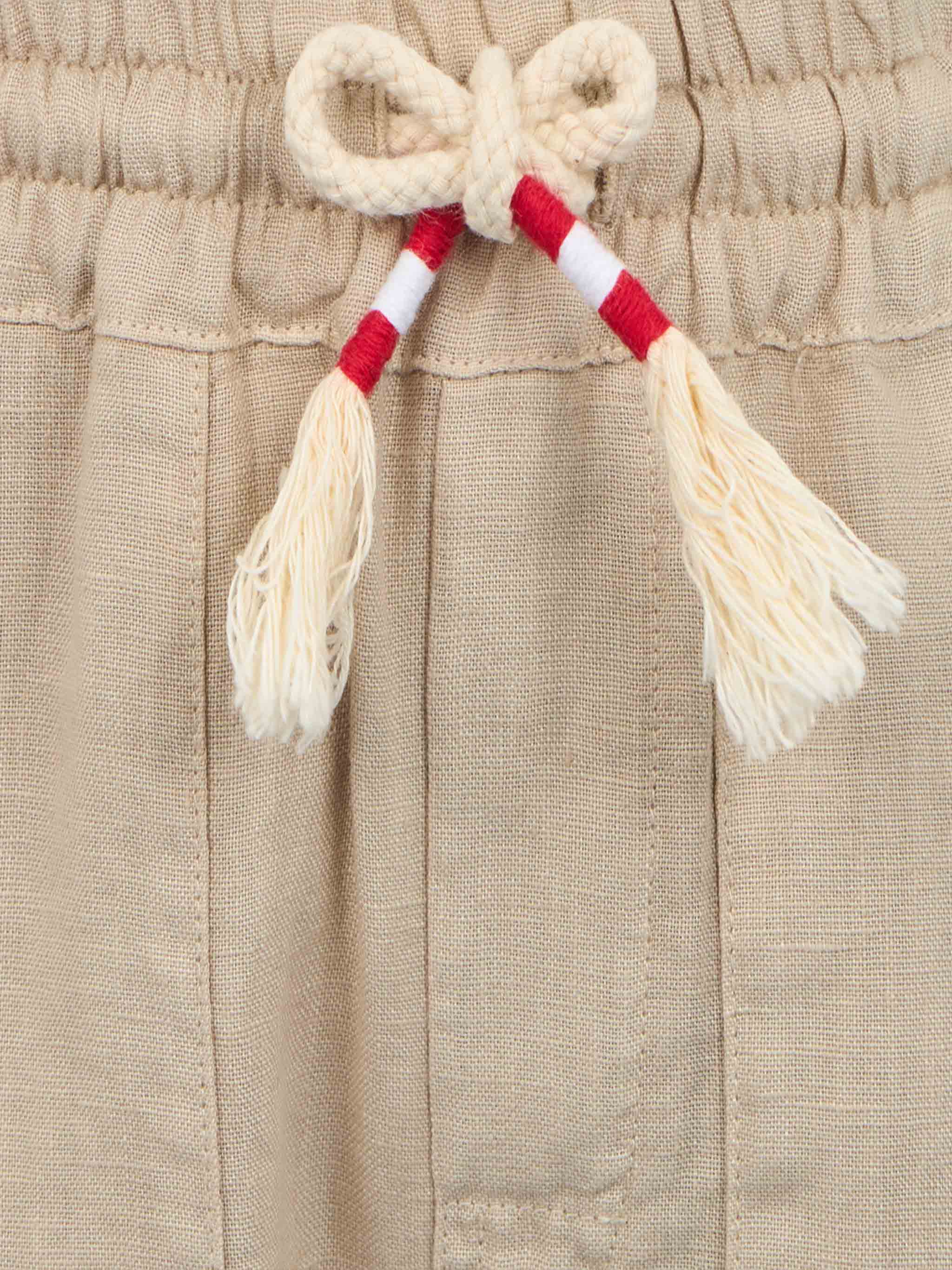 Boy beige linen Calais Jr pants with drawstring - Image 3