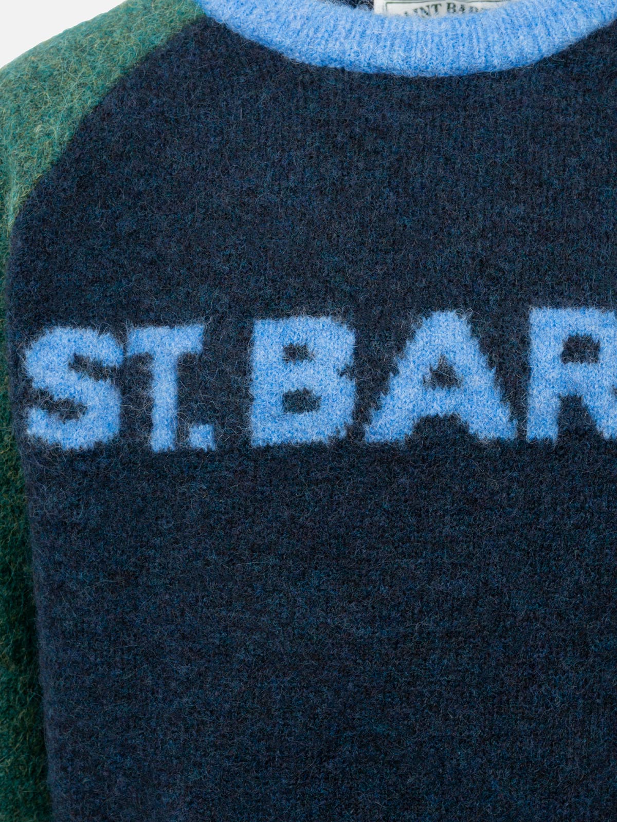 Boy blue and green crewneck sweater Douglas with St. Barth print - Image 3
