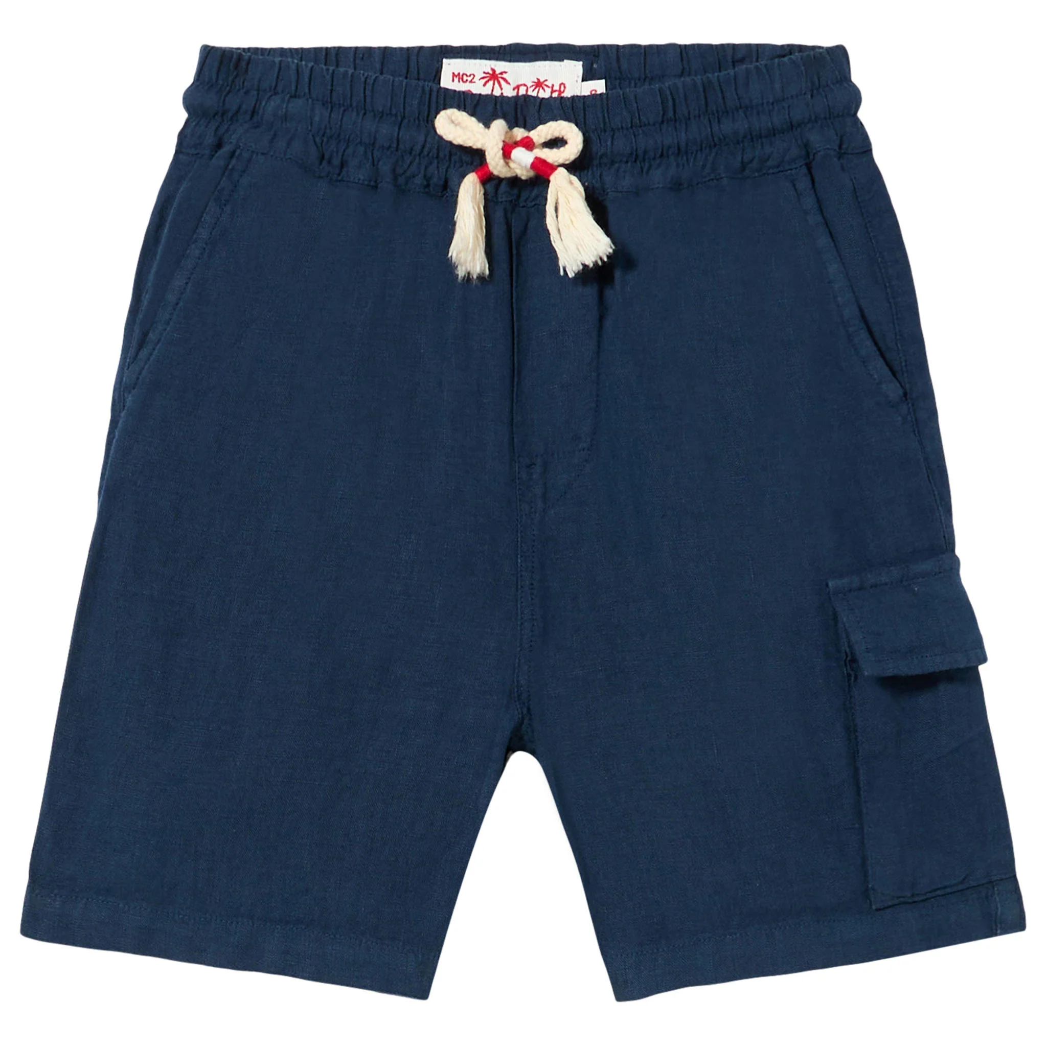 Boy blue navy linen bermuda shorts - Image 4